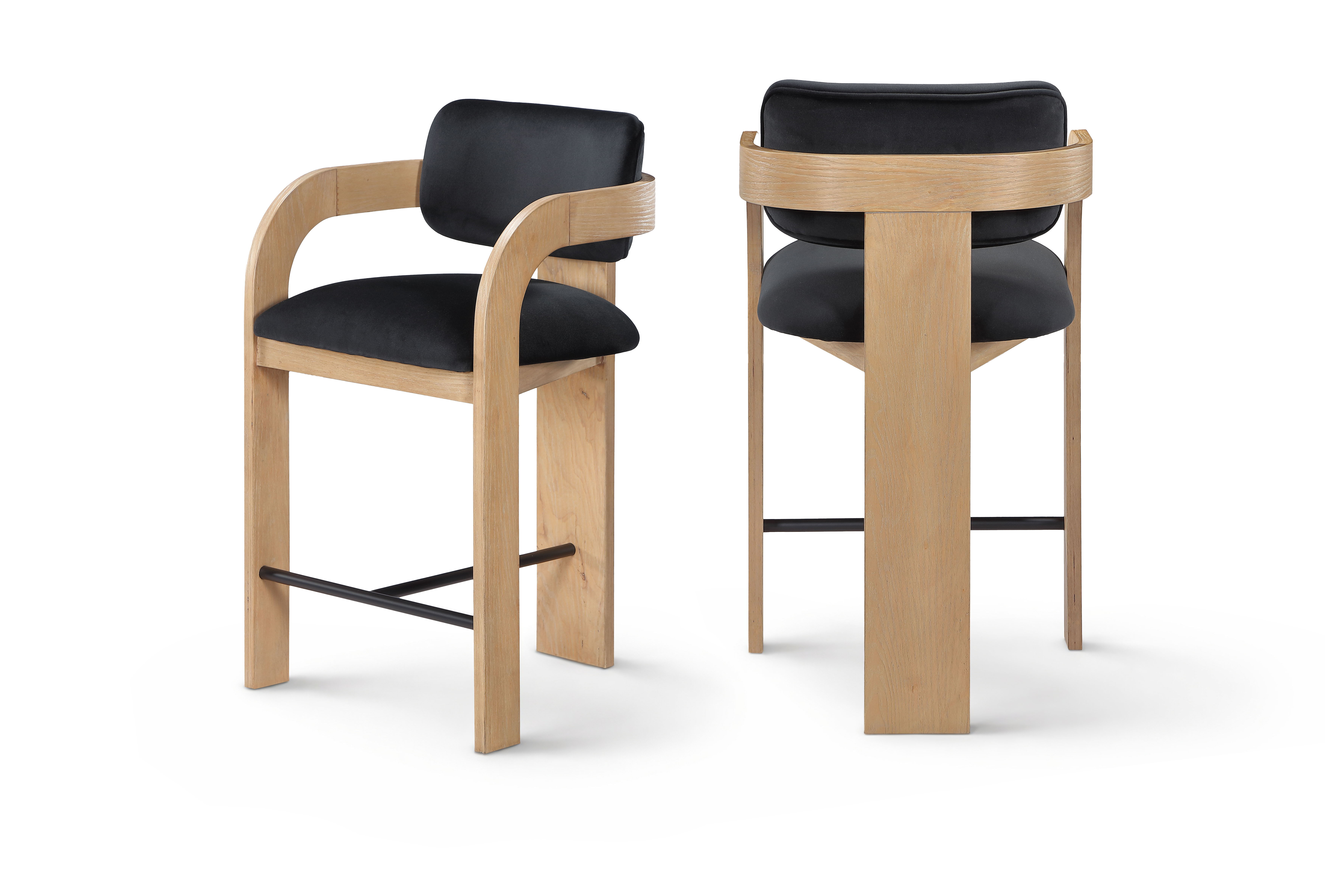 Cedra - Velvet Performance Fabric Upholstered Counter Stool - Black