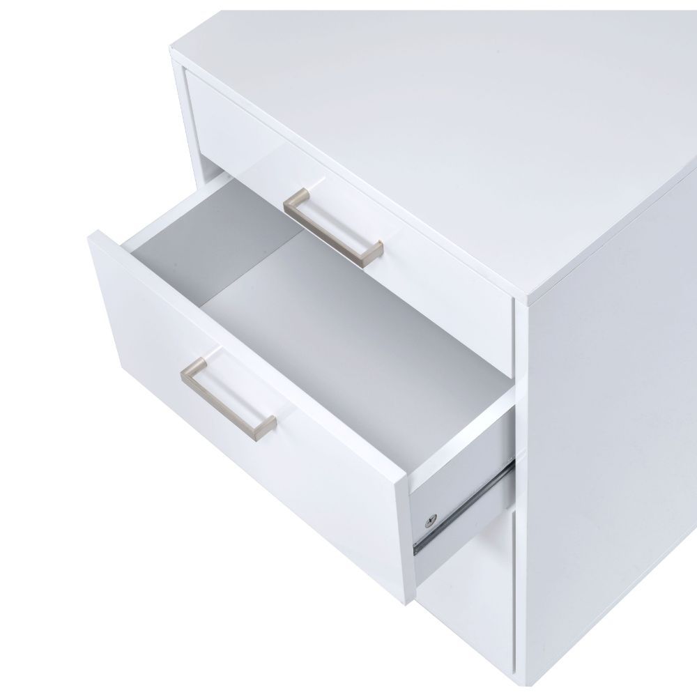 Coleen - File Cabinet - White High Gloss & Chrome, white, view 3