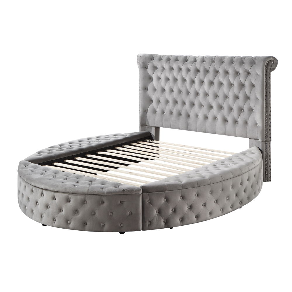 Gaiva - Queen Bed With Storage - Gray Velvet, dark gray, view 2