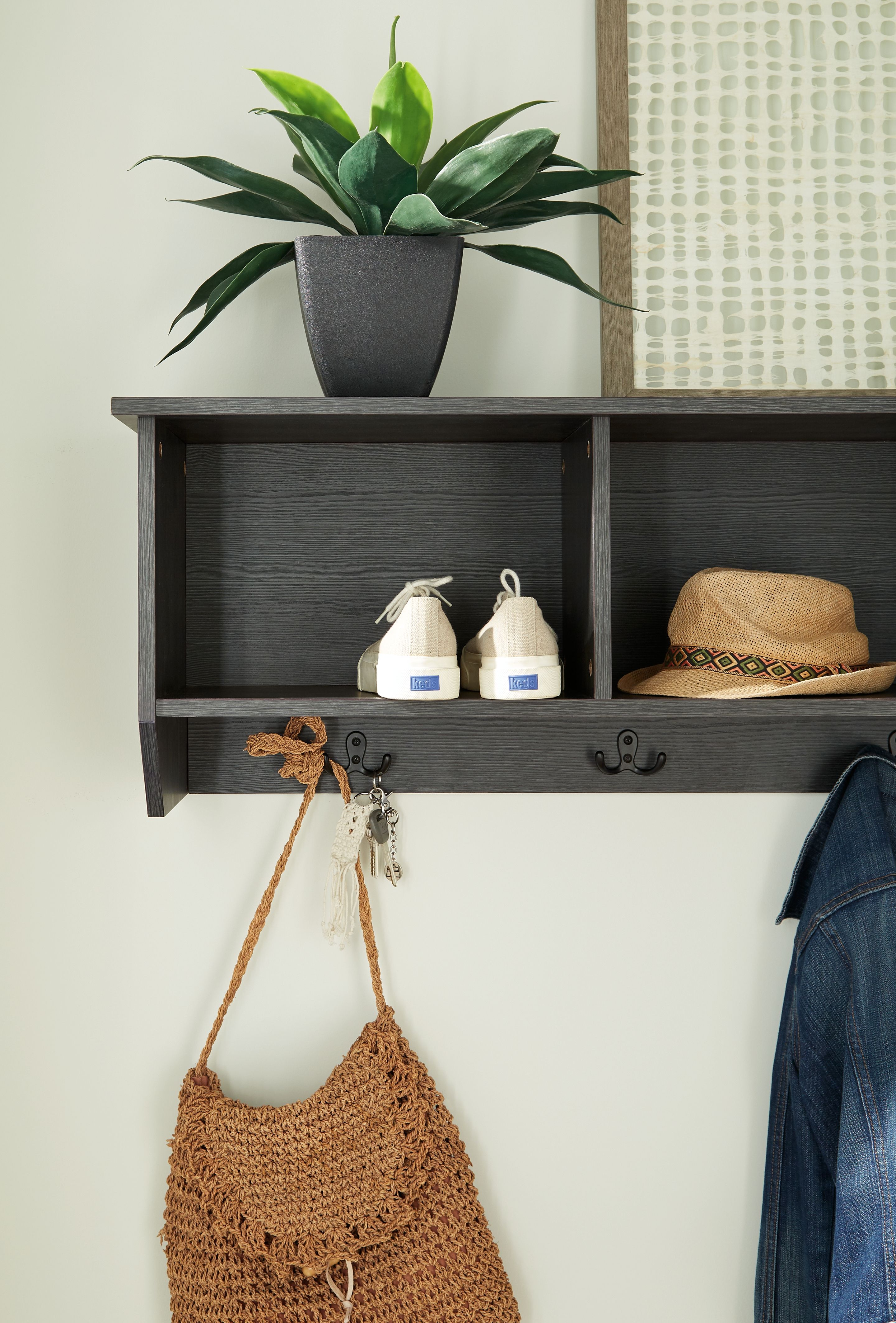 Mansi Gray Wall Shelf 4hooks New Lots Furniture Online Store