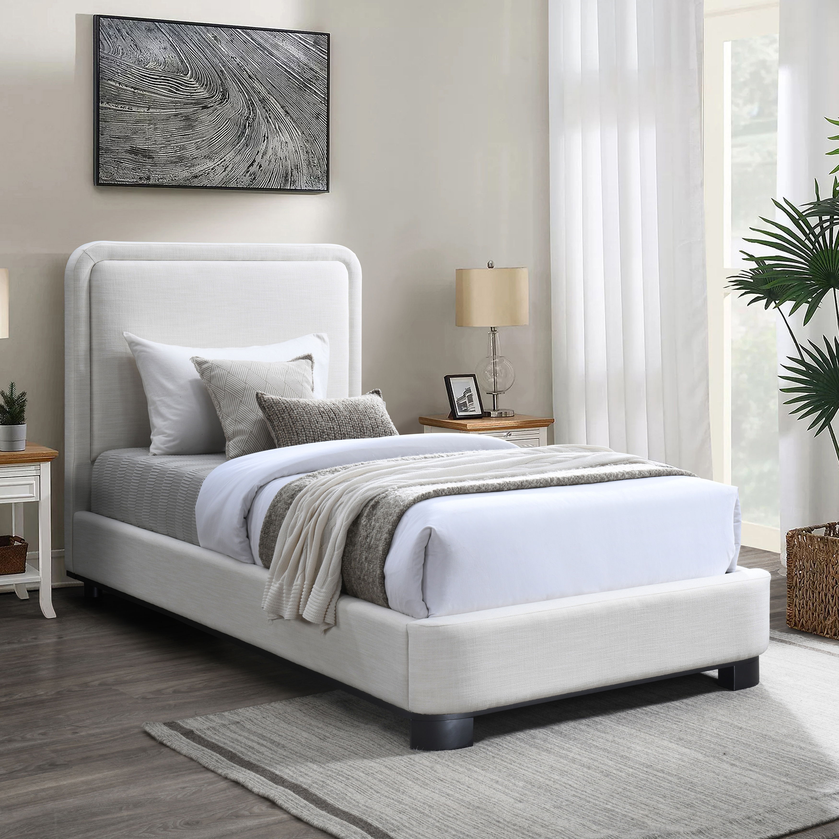 Nolita - Twin Bed With Black Base - Cream
