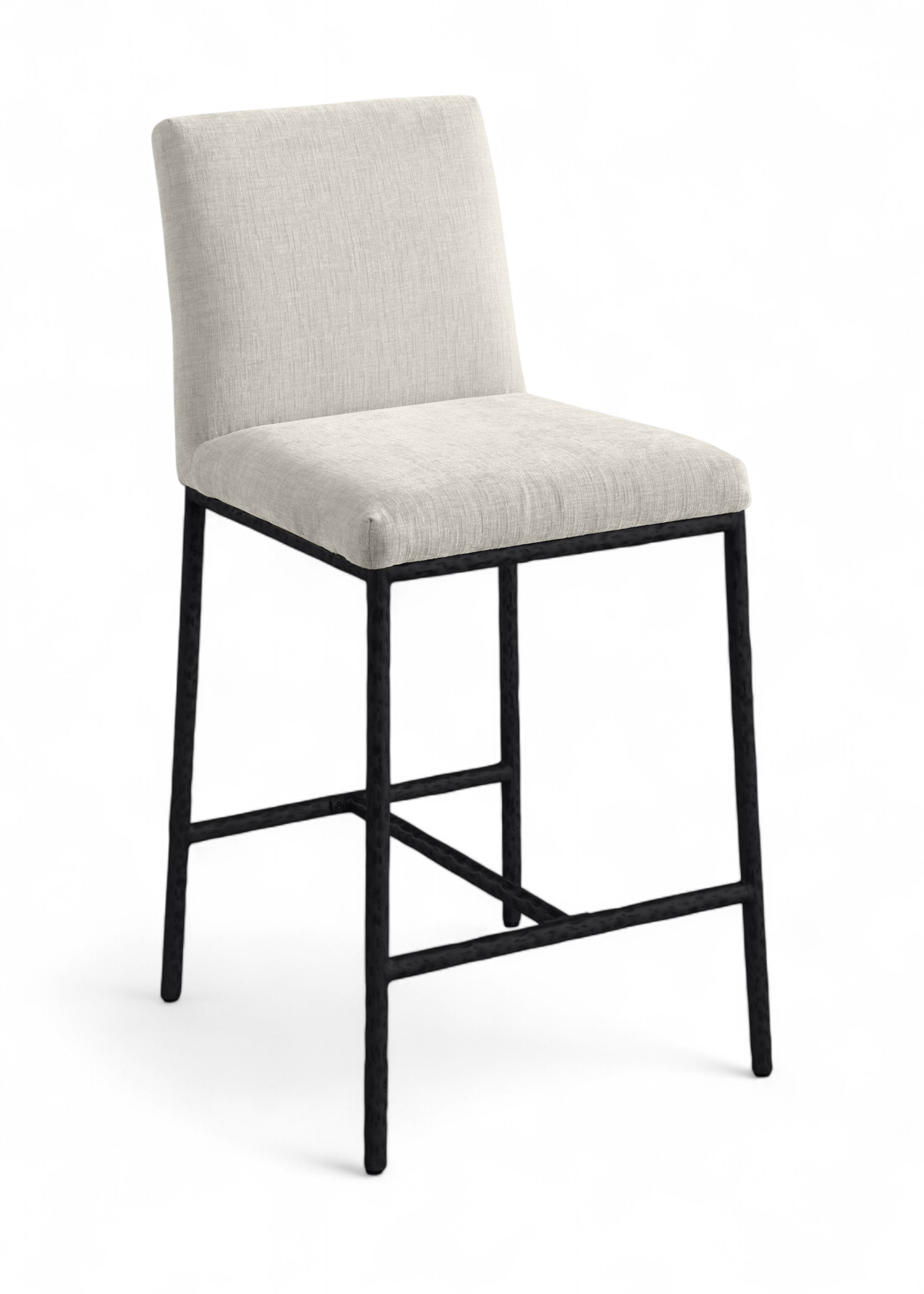 Reeves - Chenille Fabric Upholstered Counter Stool (Set of 2) - Cream