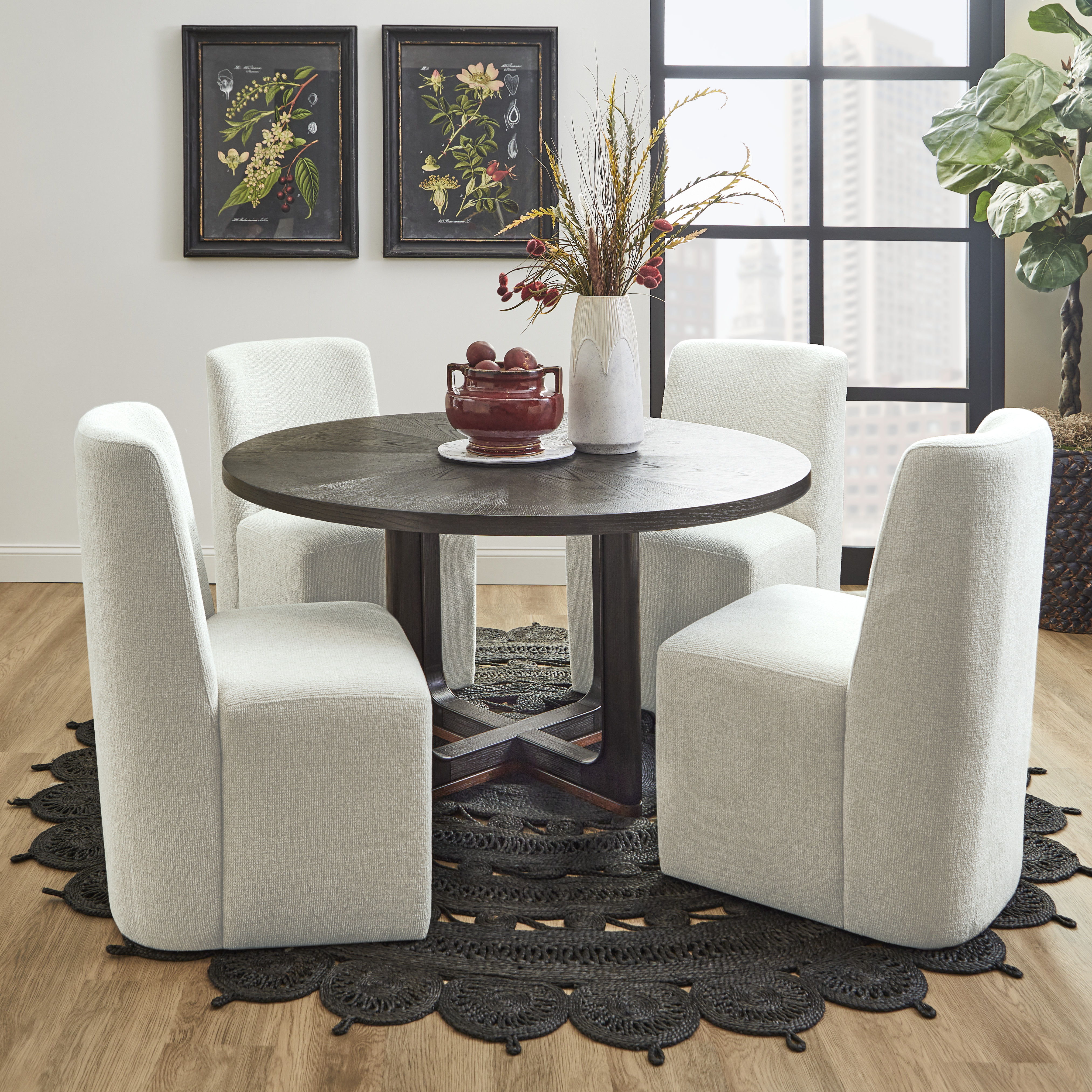 Waterfall - Round Dining Table - Deep Ebony, black, view 4