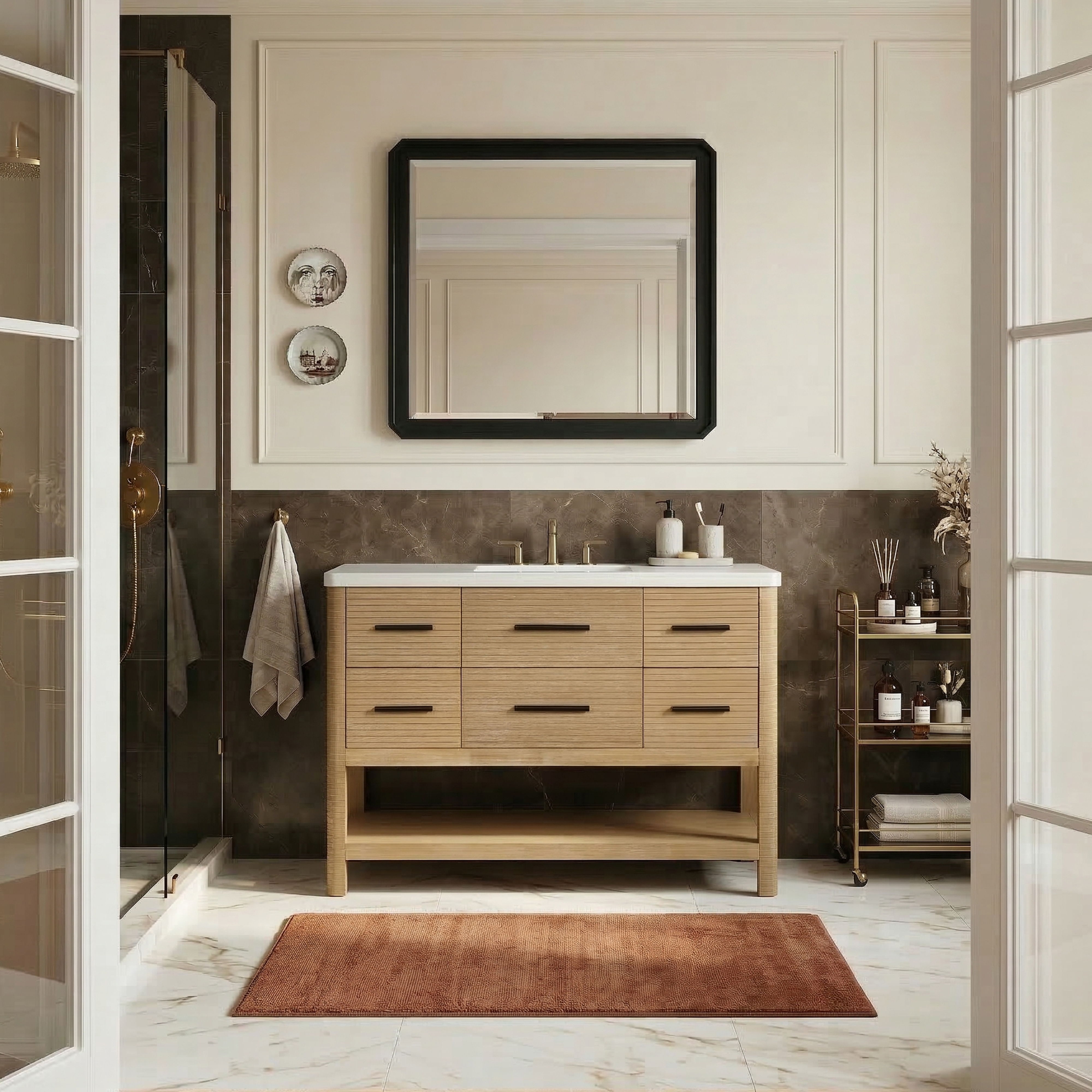 Oakwell - 48'' Bathroom Vanity - Natural / White
