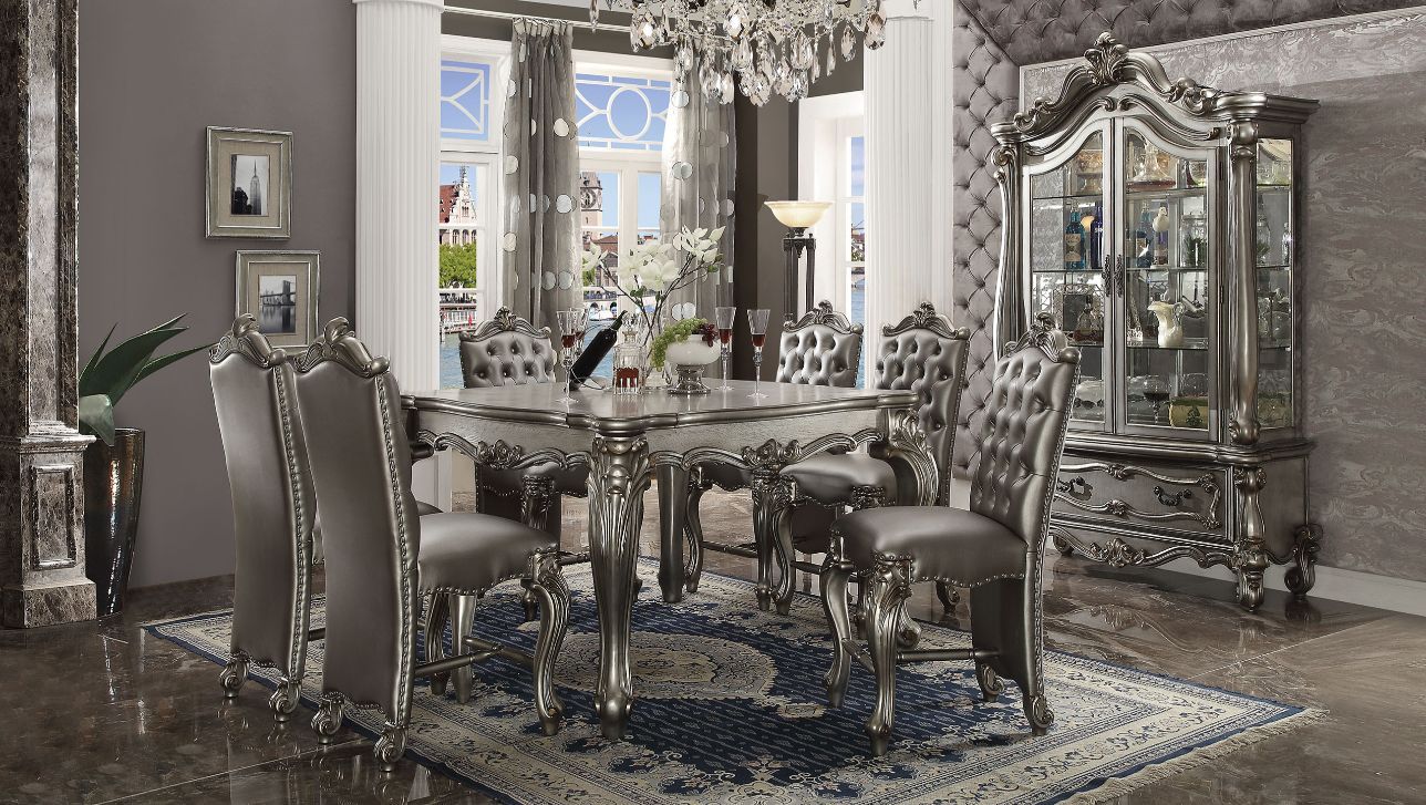 Versailles - Counter Height Table - Antique Platinum, silver