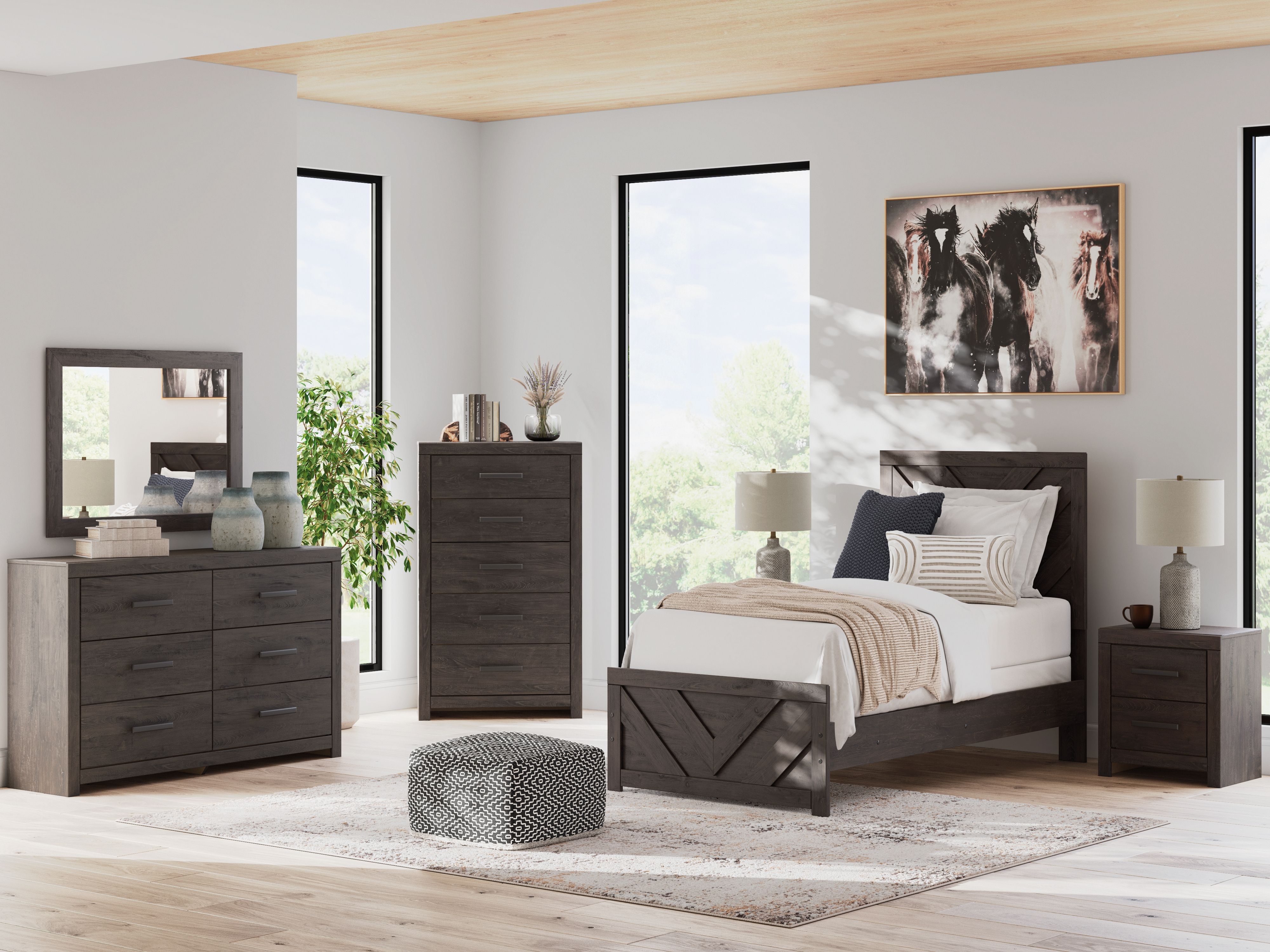 Twin · 4 Pc · Dresser, Mirror, Twin Panel Bed