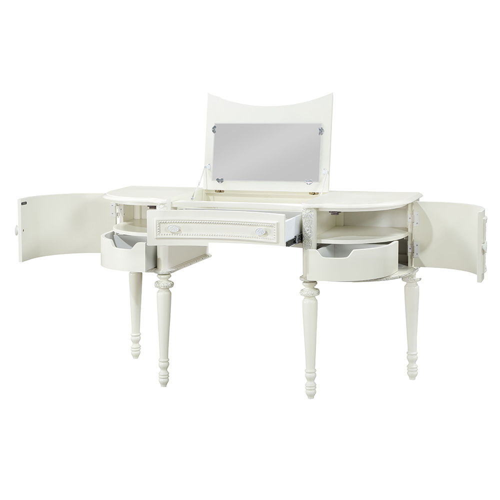 Dorothy - Vanity Desk & Mirror - Ivory, white, view 3