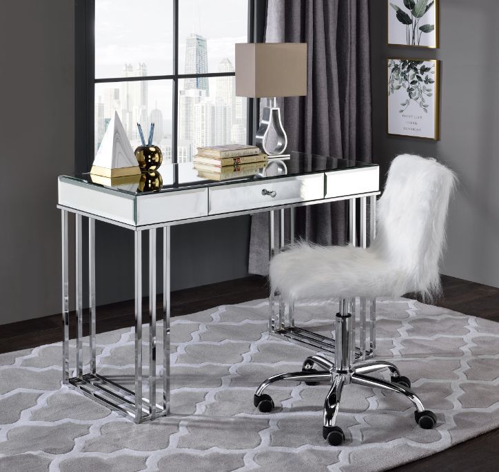 Critter - Writing Desk - Mirrored And Chrome, silver, view 4