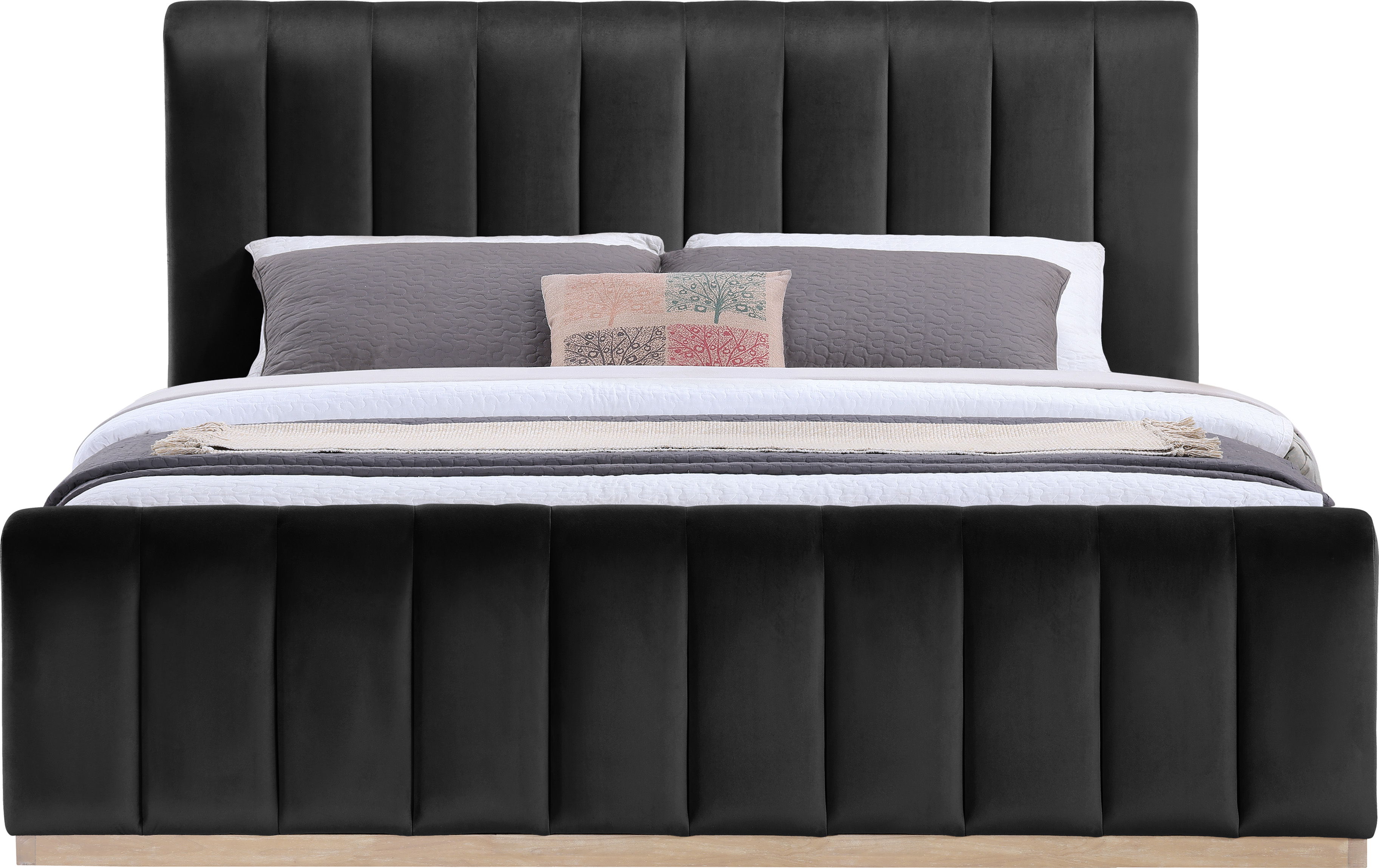 Amara - Velvet King Bed - Black