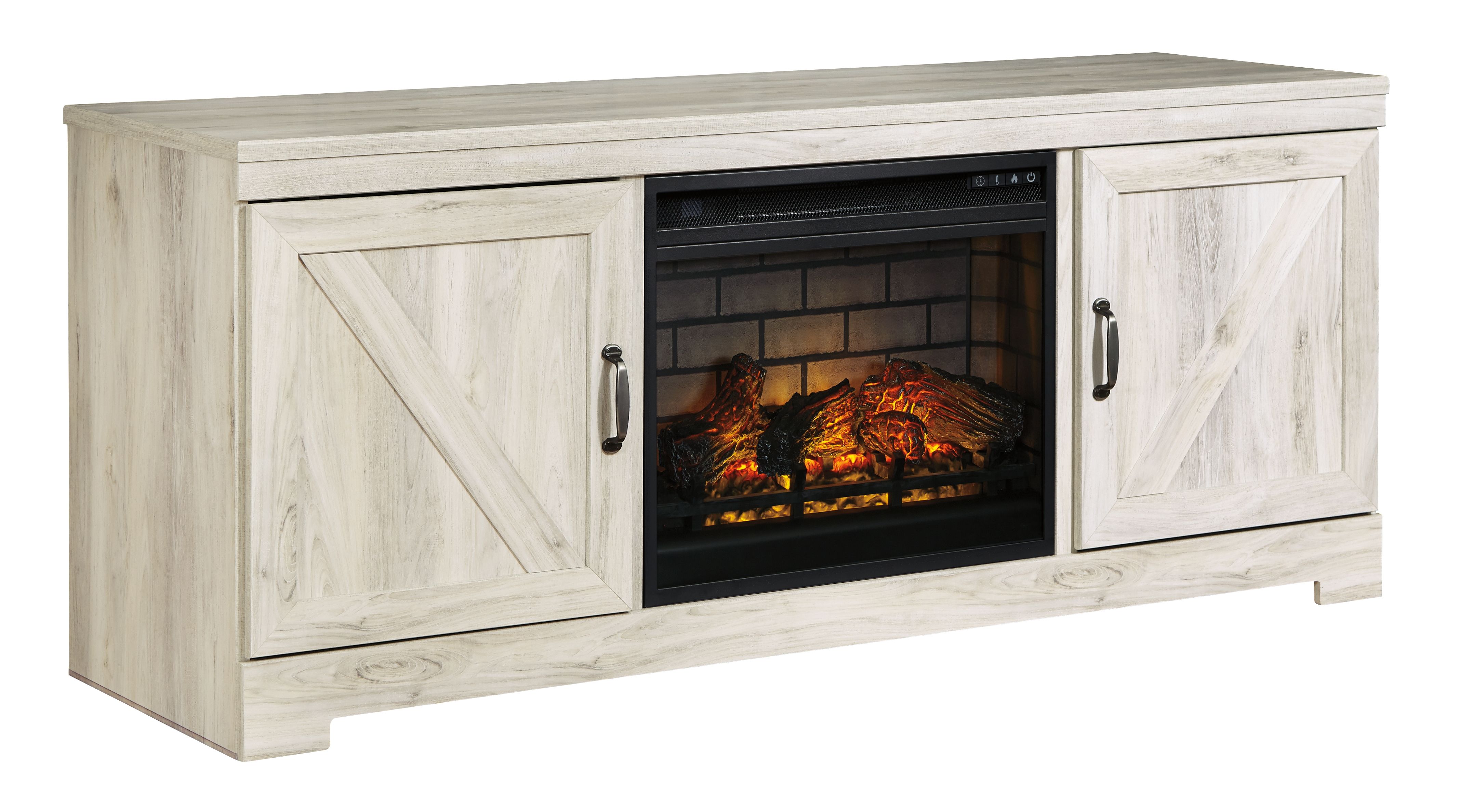 63" TV Stand With Faux Firebrick Fireplace Insert