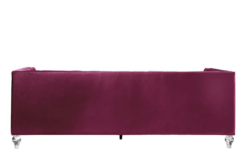 Heibero - Sofa With 2 Pillows (Same 56895) - Burgundy Velvet, purple, view 3