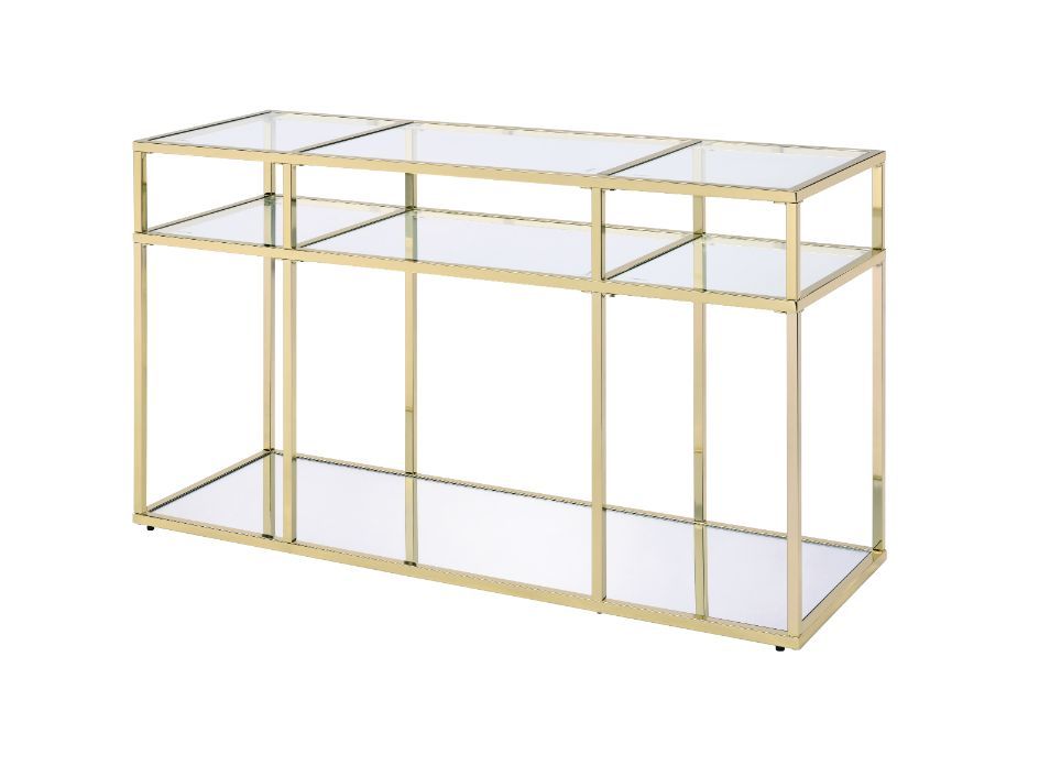 Uchenna - Sofa Table - Clear Glass & Gold, gold