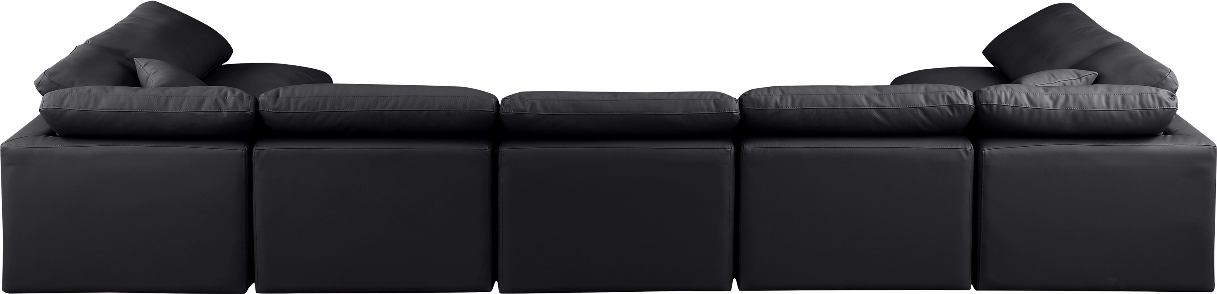 Indulge - Faux Leather 7 Piece Modular U-Shaped Sectional - Black
