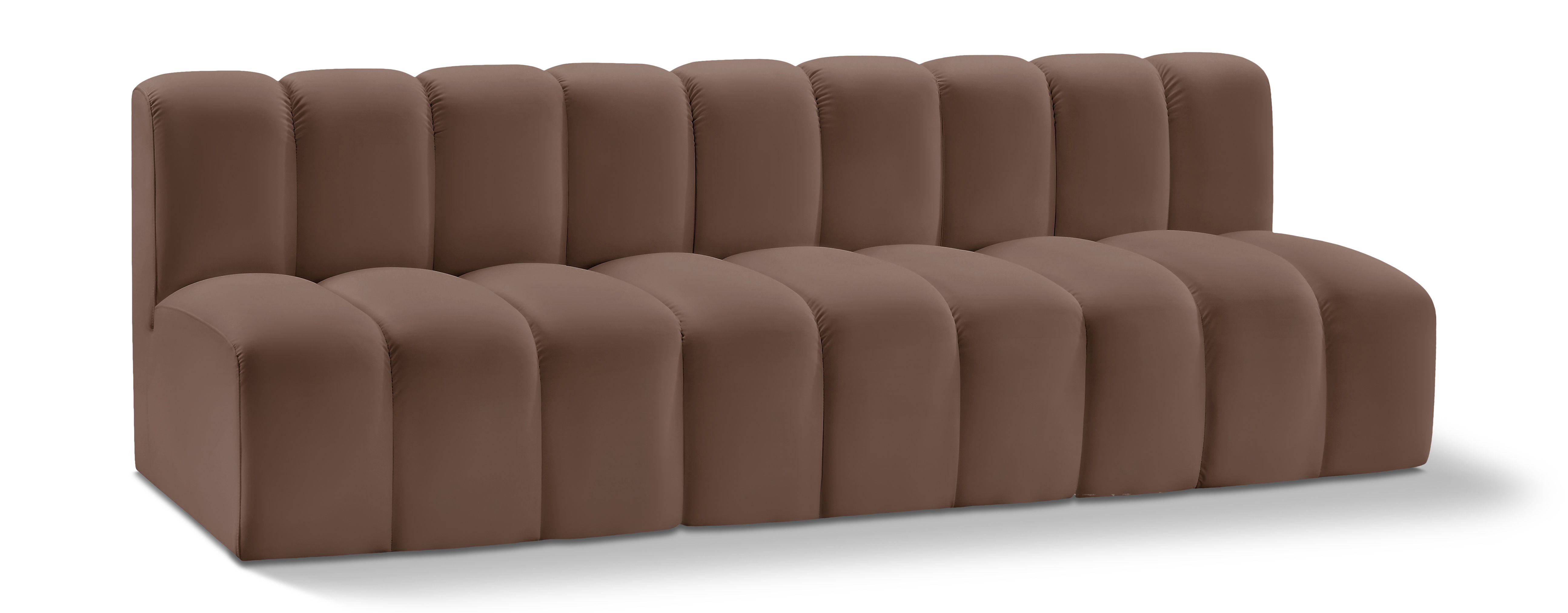 Arc - Faux Leather 3 Seats Modular Sofa - Brown