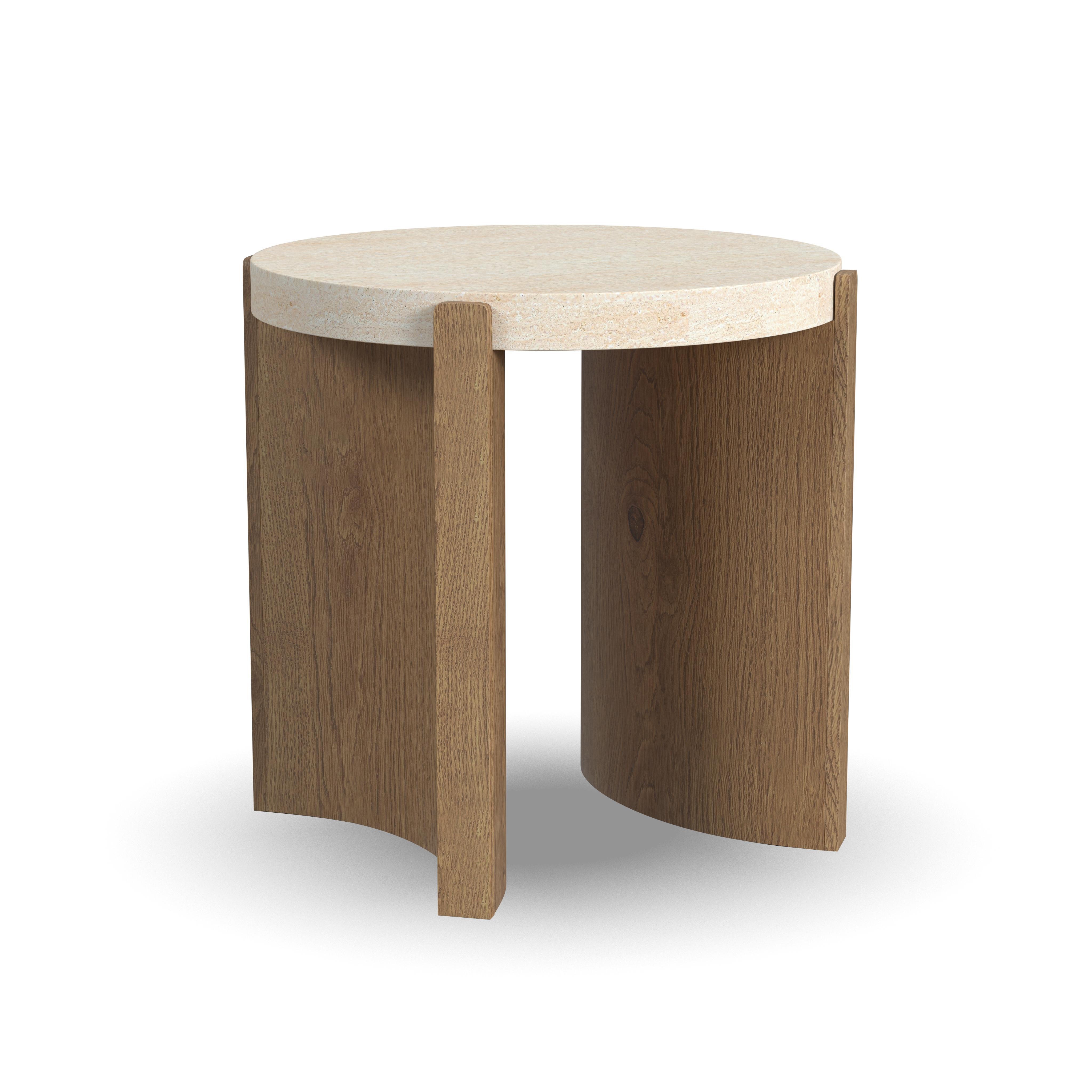 Eclipse - Round End Table - Light Brown / Beige, light brown