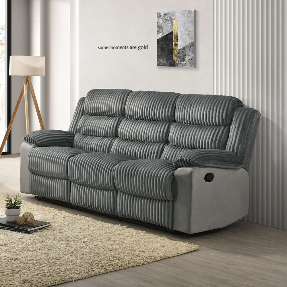 Lesley - Motion Sofa - Gray Corduroy & Velvet, dark gray