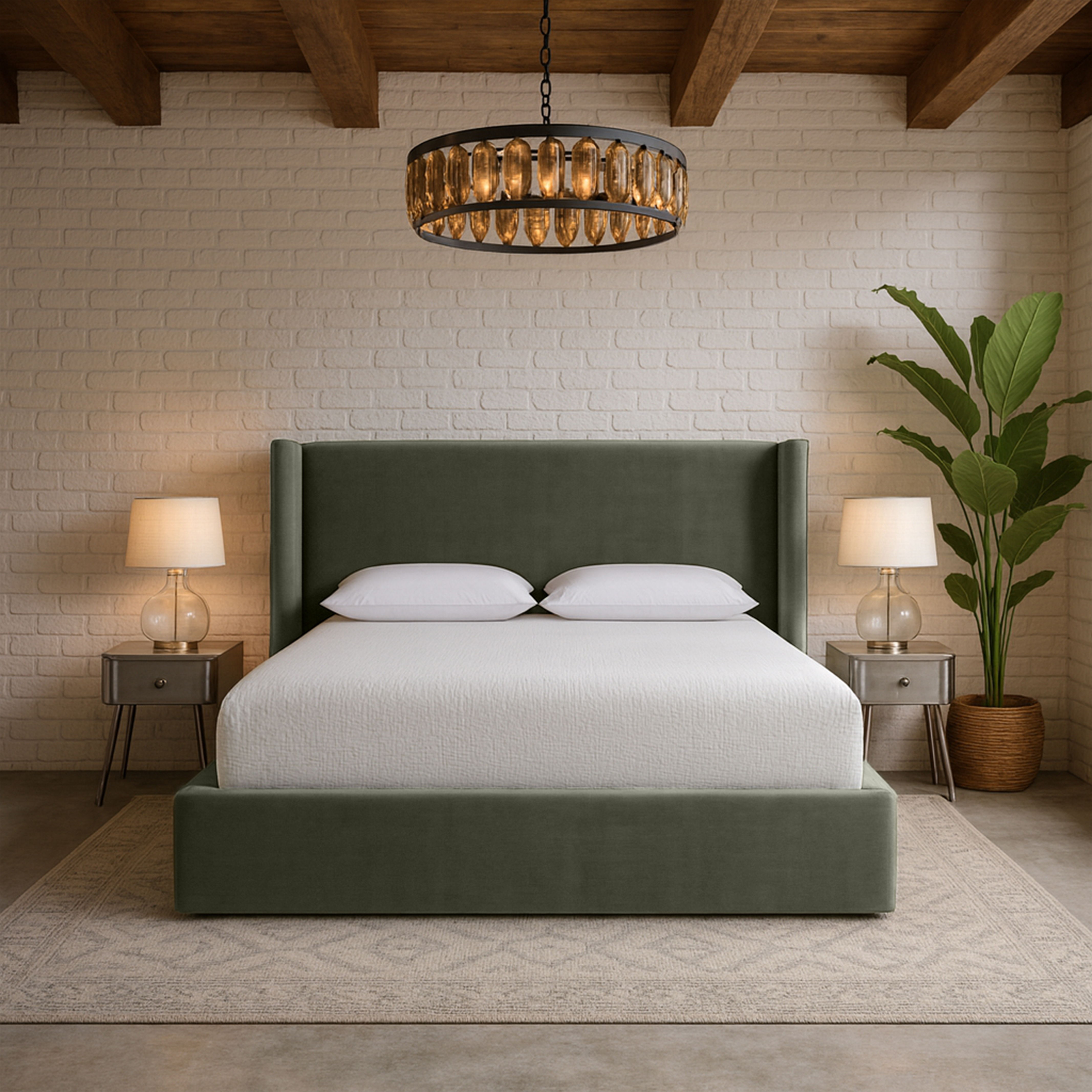 Kendall - Velvet Upholstered Queen Bed - Green