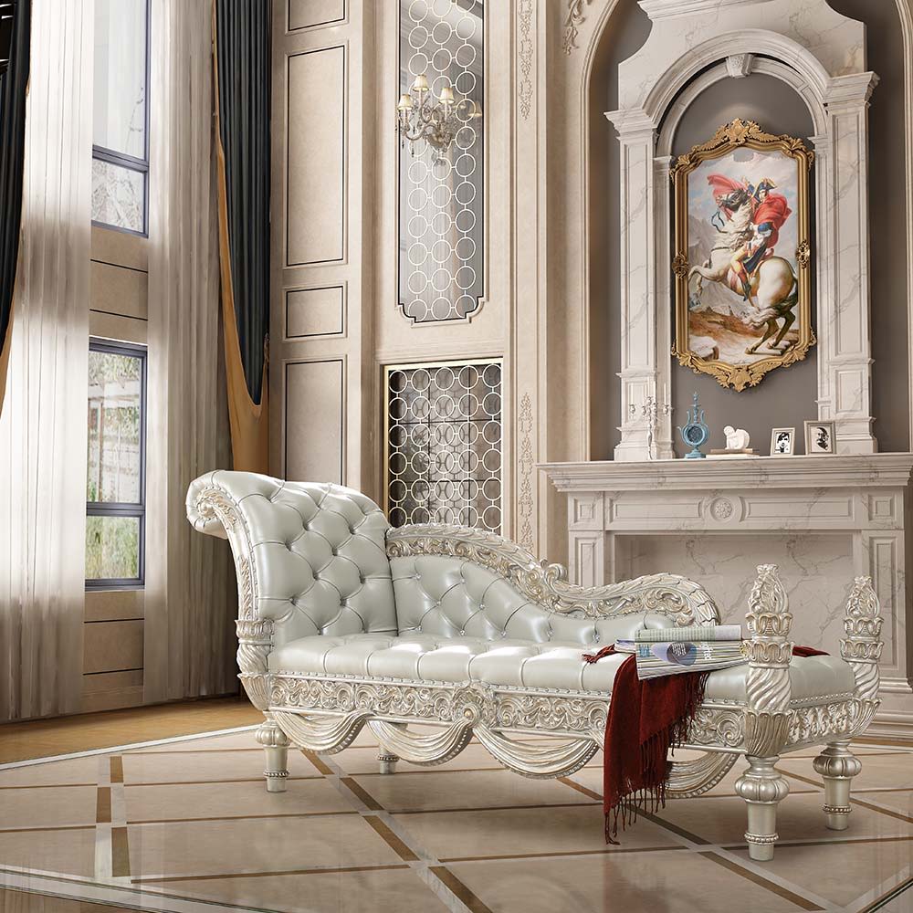 Sandoval - Bench - Beige Synthetic Leather & Champagne, beige, view 2