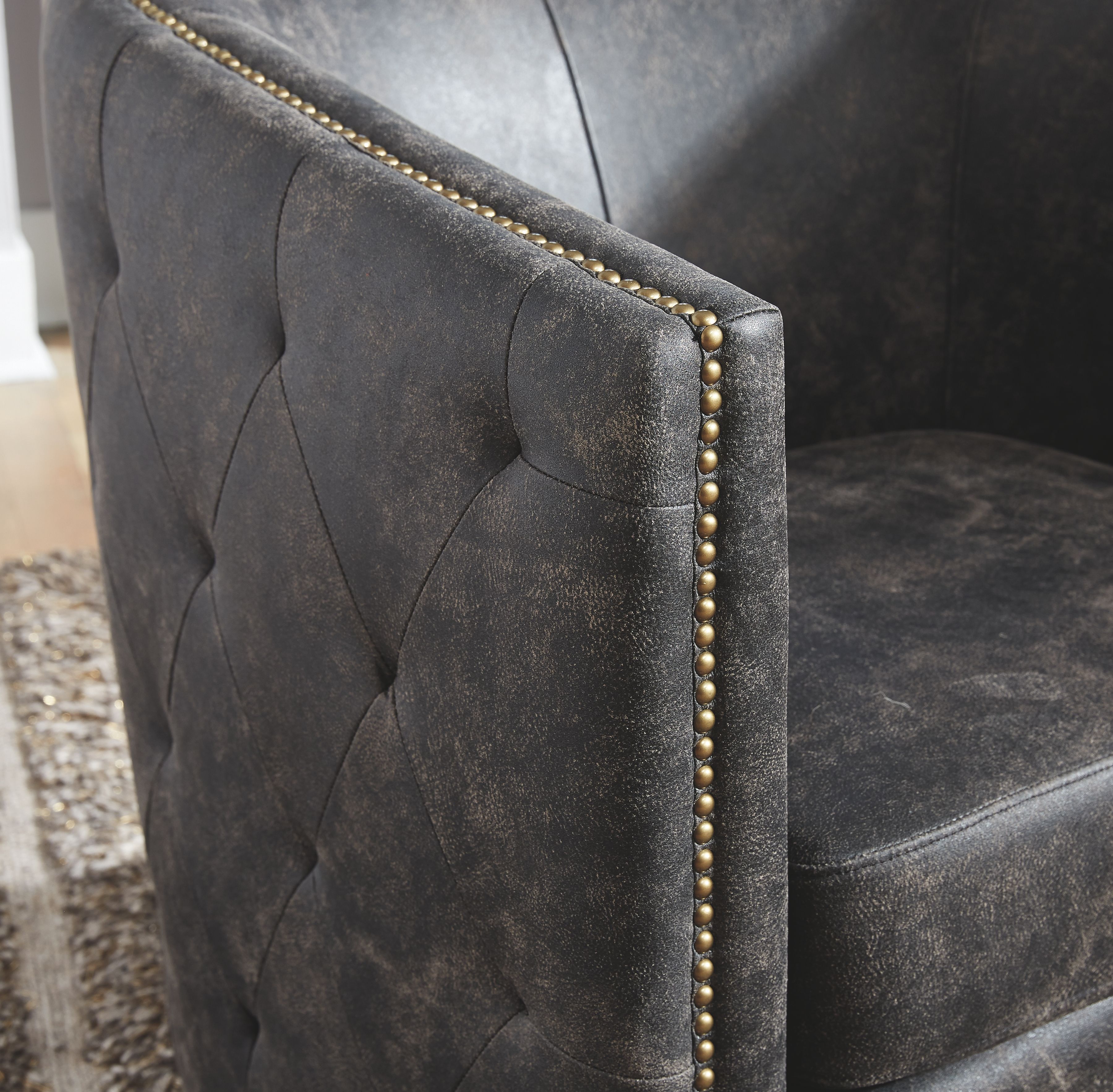 Ashley Furniture Brentlow - Swivel Accent Chair - Distressed Black - Image 5