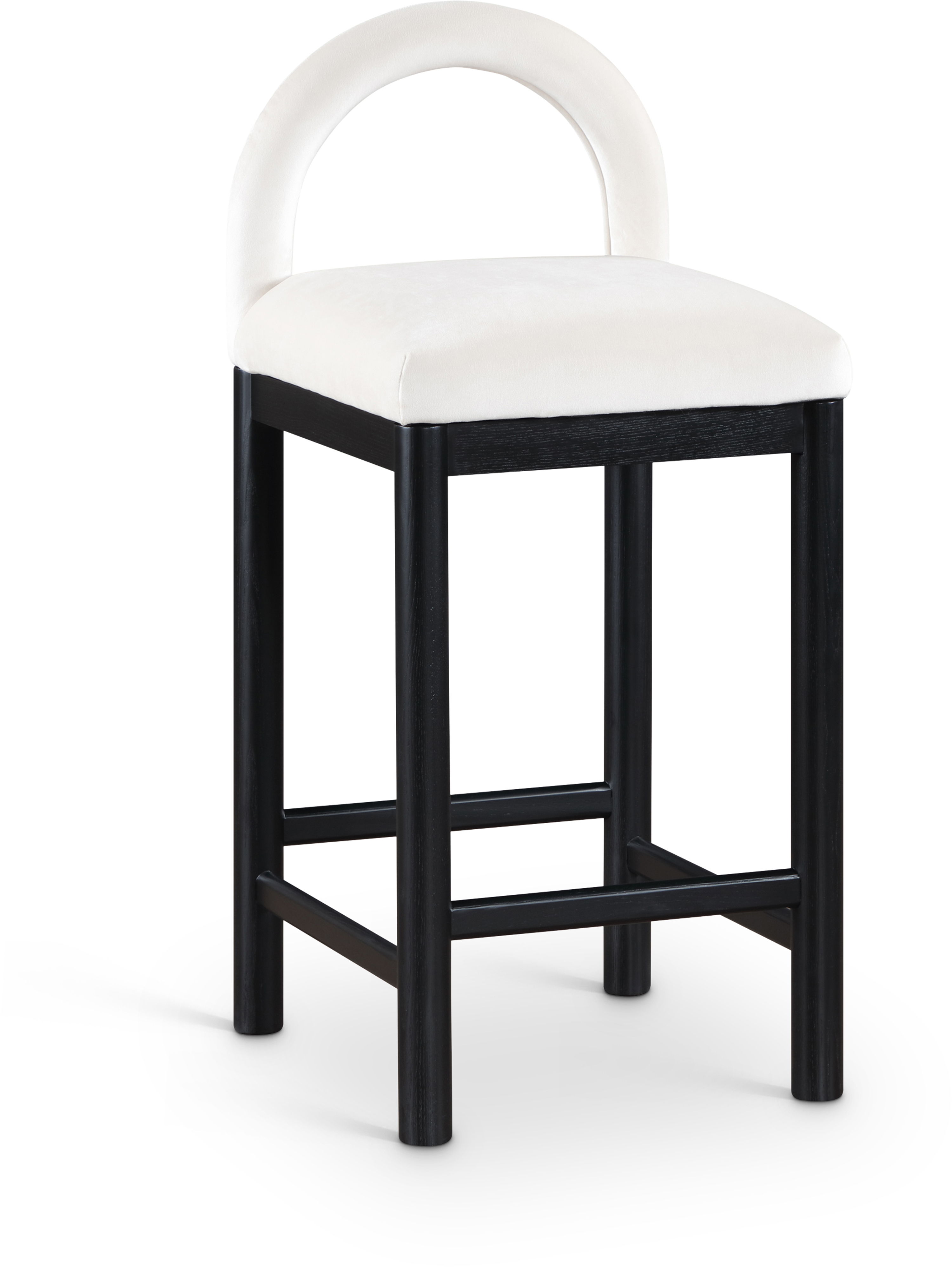 Conrad - Velvet Counter Stool With Black Legs - Cream