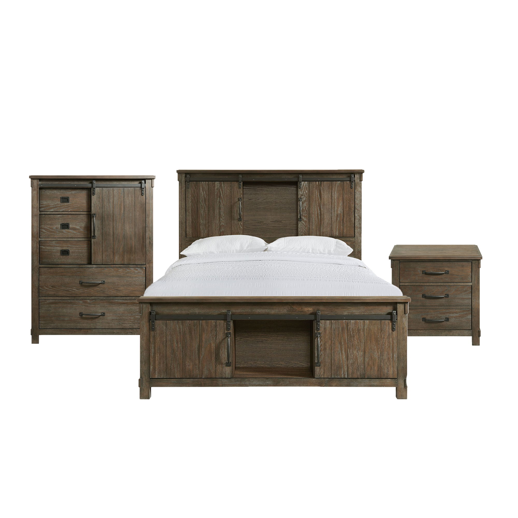 Scott - Queen Platform Storage 3 Piece Bedroom Set - Dark Brown