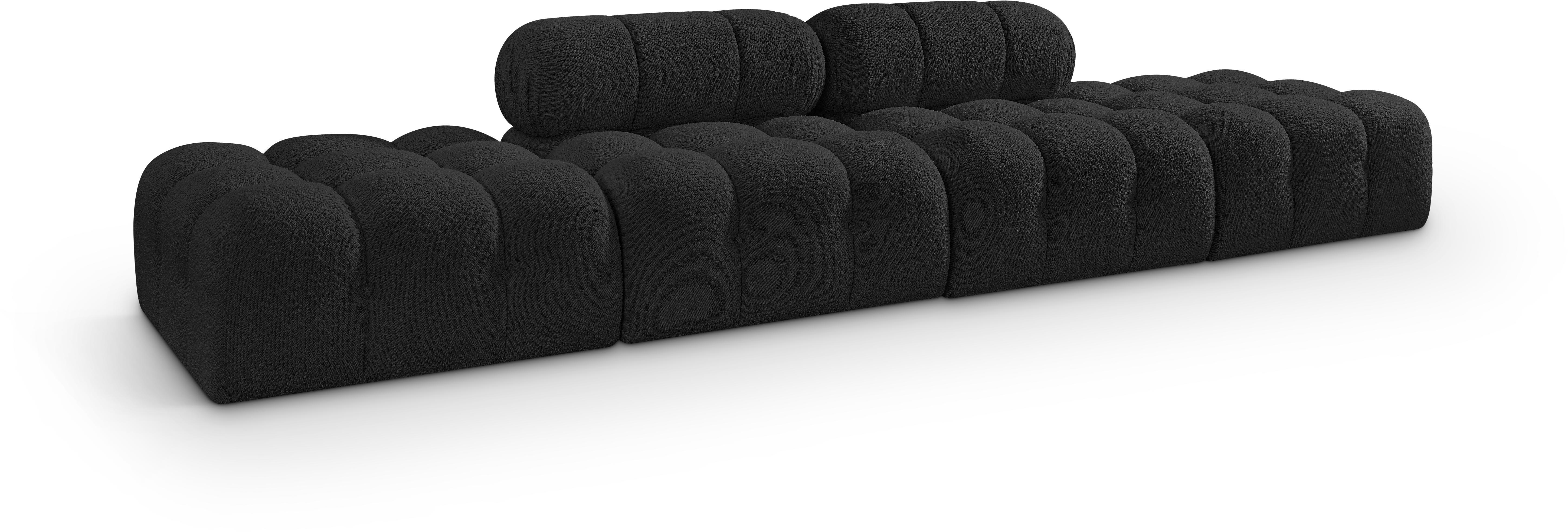 Ames - 4 Piece Boucle Fabric 136" Upholstered Modular Sofa - Black