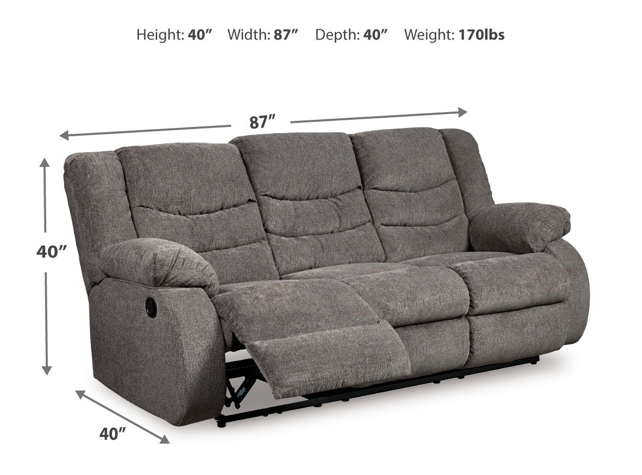 Ashley Furniture Tulen - Reclining Sofa - Gray - Image 7