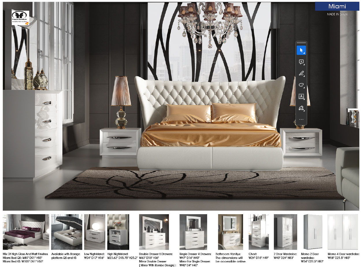 Miami - Queen Size Bed - White