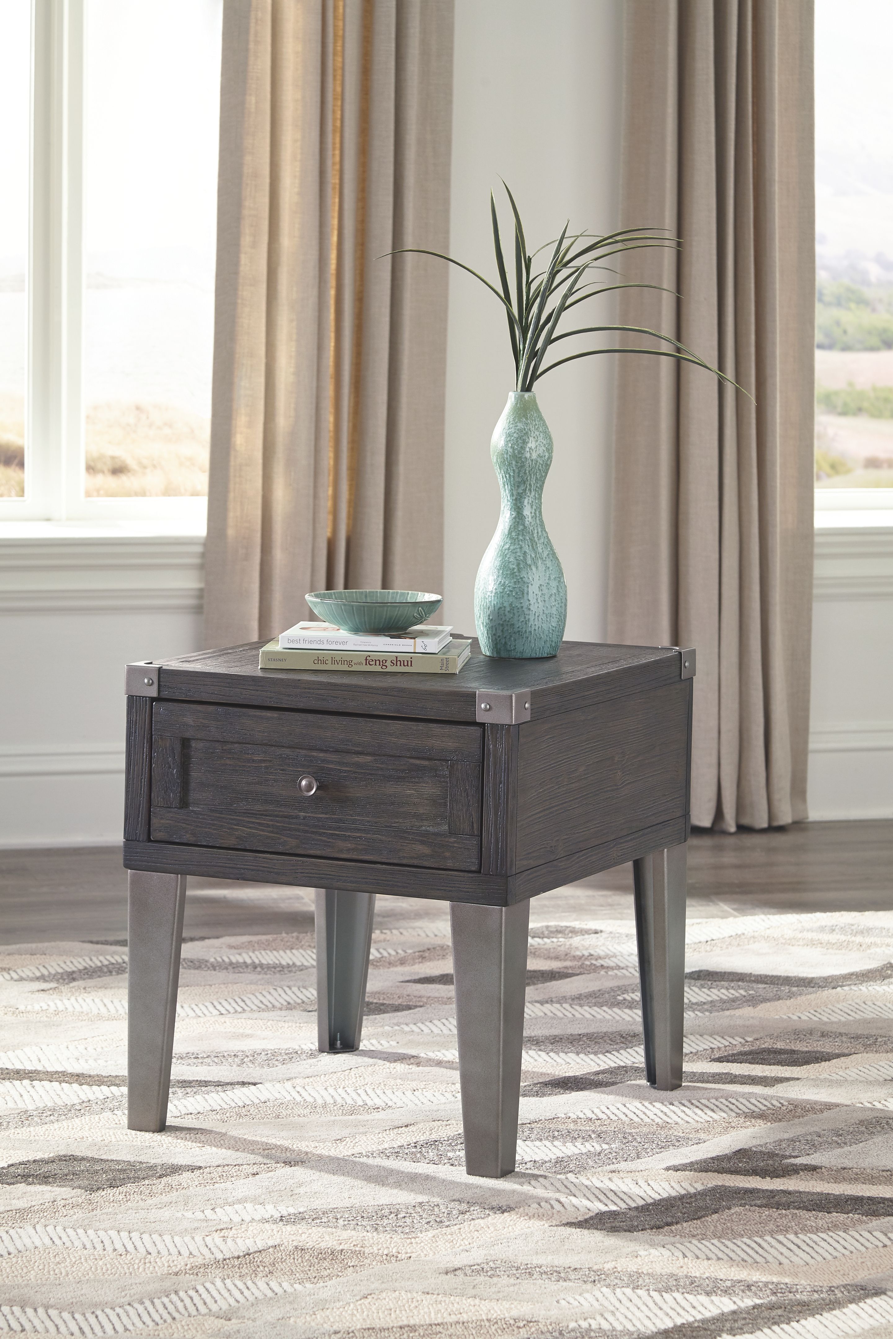 Todoe Dark Gray Rectangular End Table New Lots Furniture Online Store