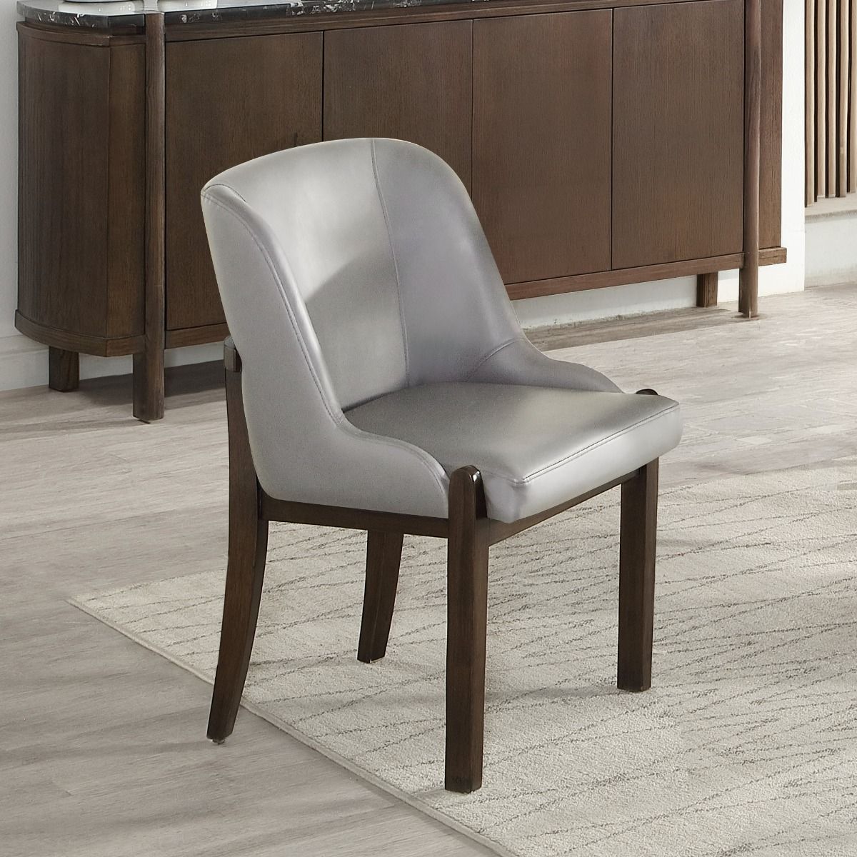 Estella - Side Chair (Set of 2) - Gray & Walnut, gray