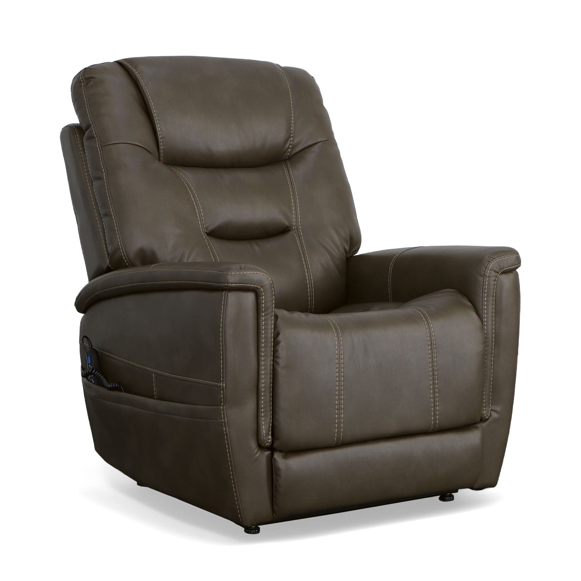 Shaw - Power Lift Recliner With Power Headrest & Lumbar - Driftwood, dark brown