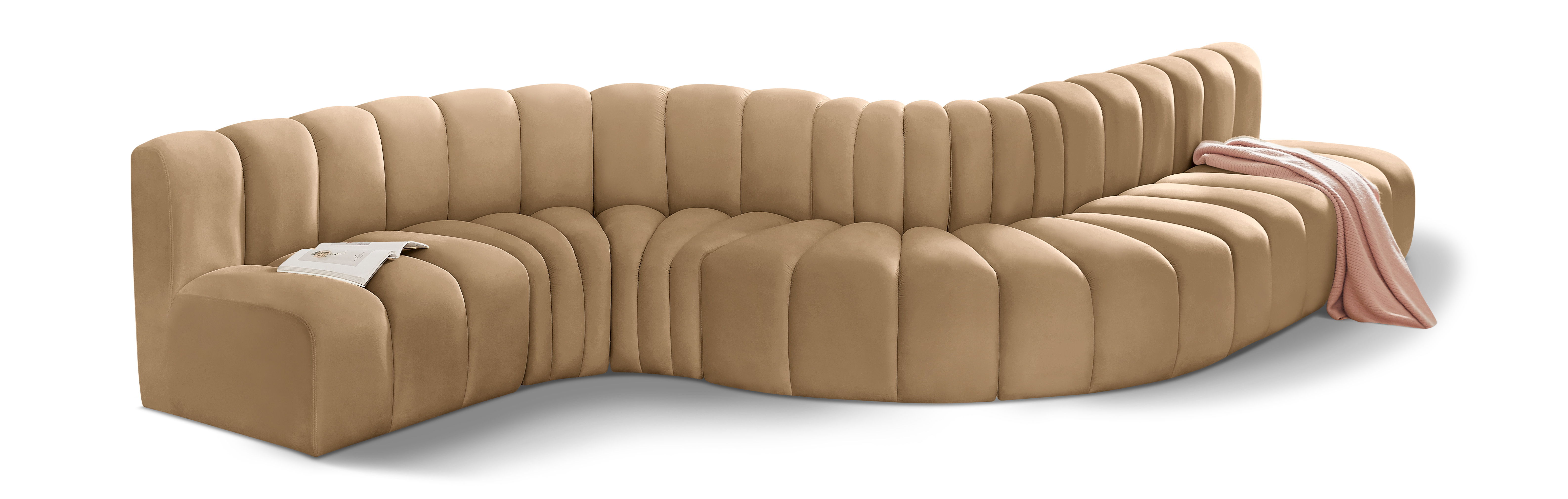 Arc - Velvet 7 Piece Modular Sofa - Camel