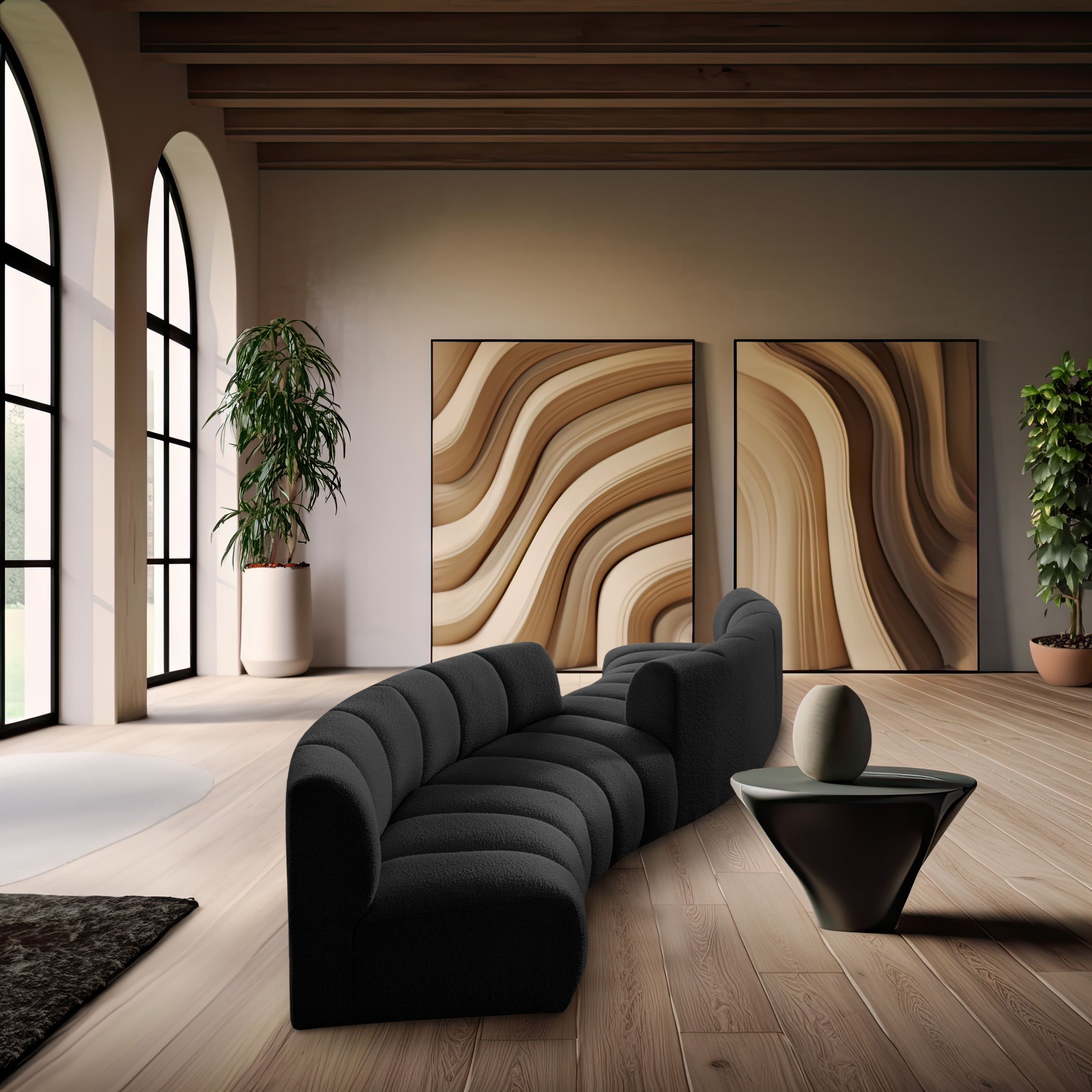 Infinity - 4 Piece S-Shaped Modular Sectional - Black