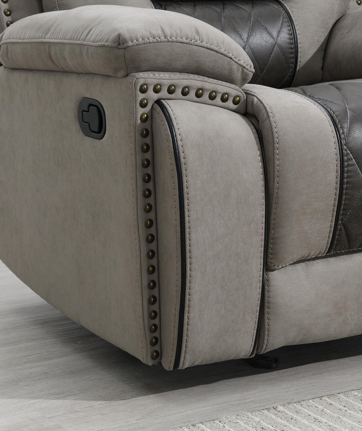 U142 - 2 Piece Living Room Set (Reclining Sofa & Reclining Loveseat) - Gray