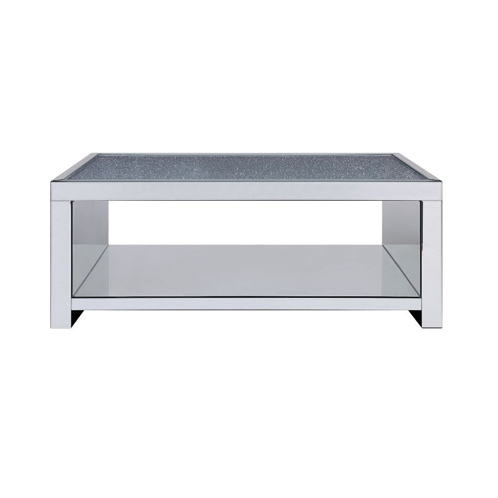 Noralie - Coffee Table - Clear Glass, Mirrored & Faux Diamonds, silver, view 2