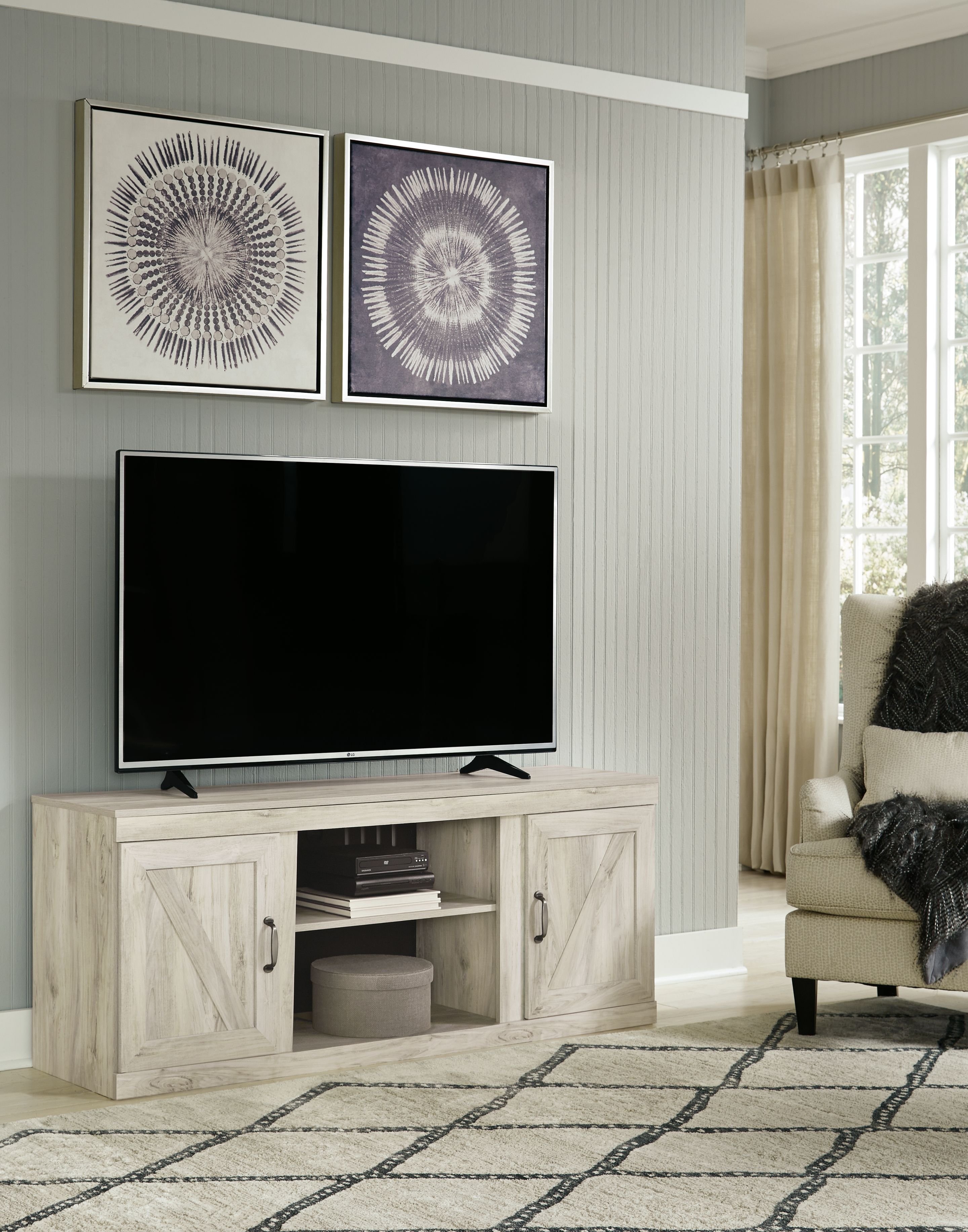 Bellaby - 60" TV Stand w/Fireplace Option - Whitewash