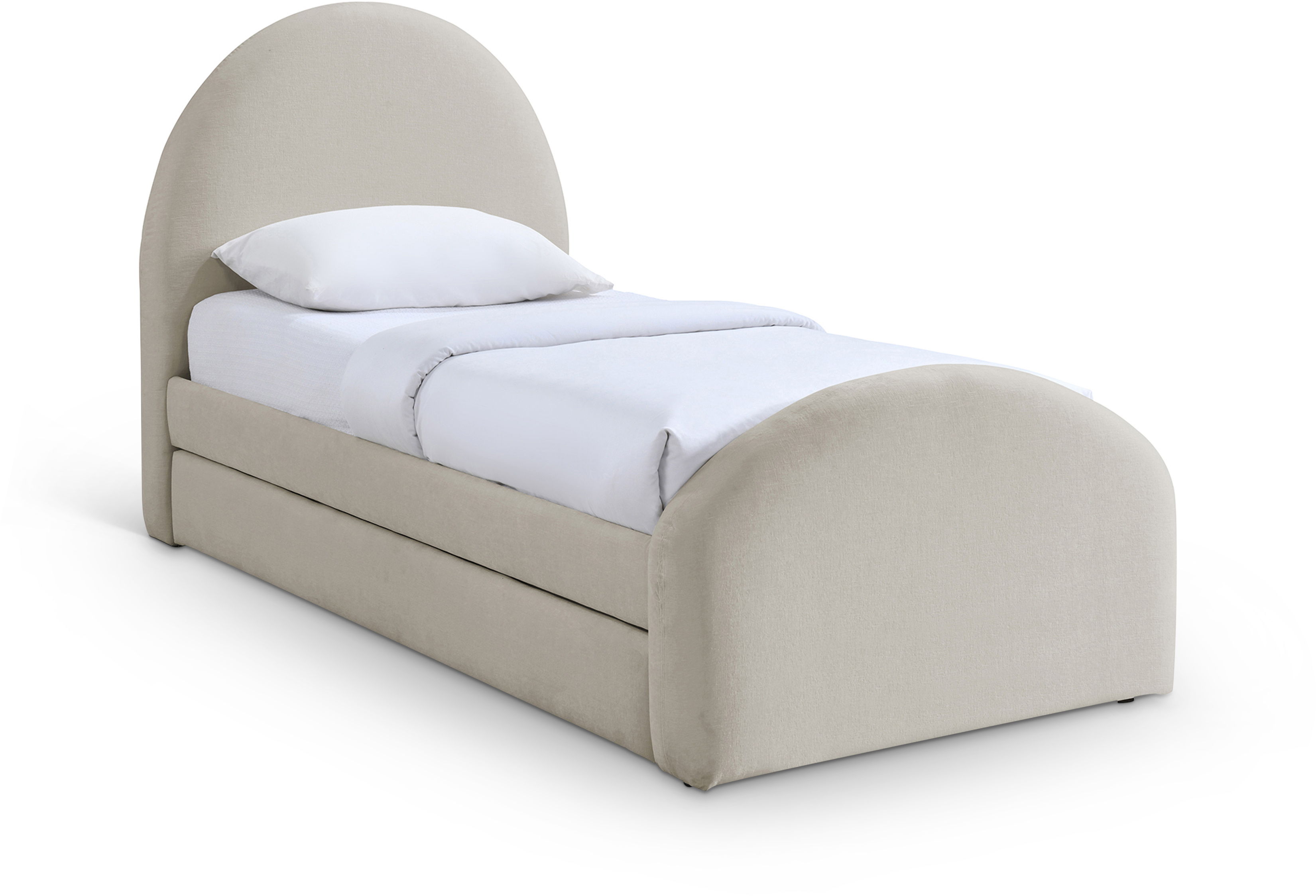 Andaz - Chenille Fabric Upholstered Twin Trundle Bed - Beige