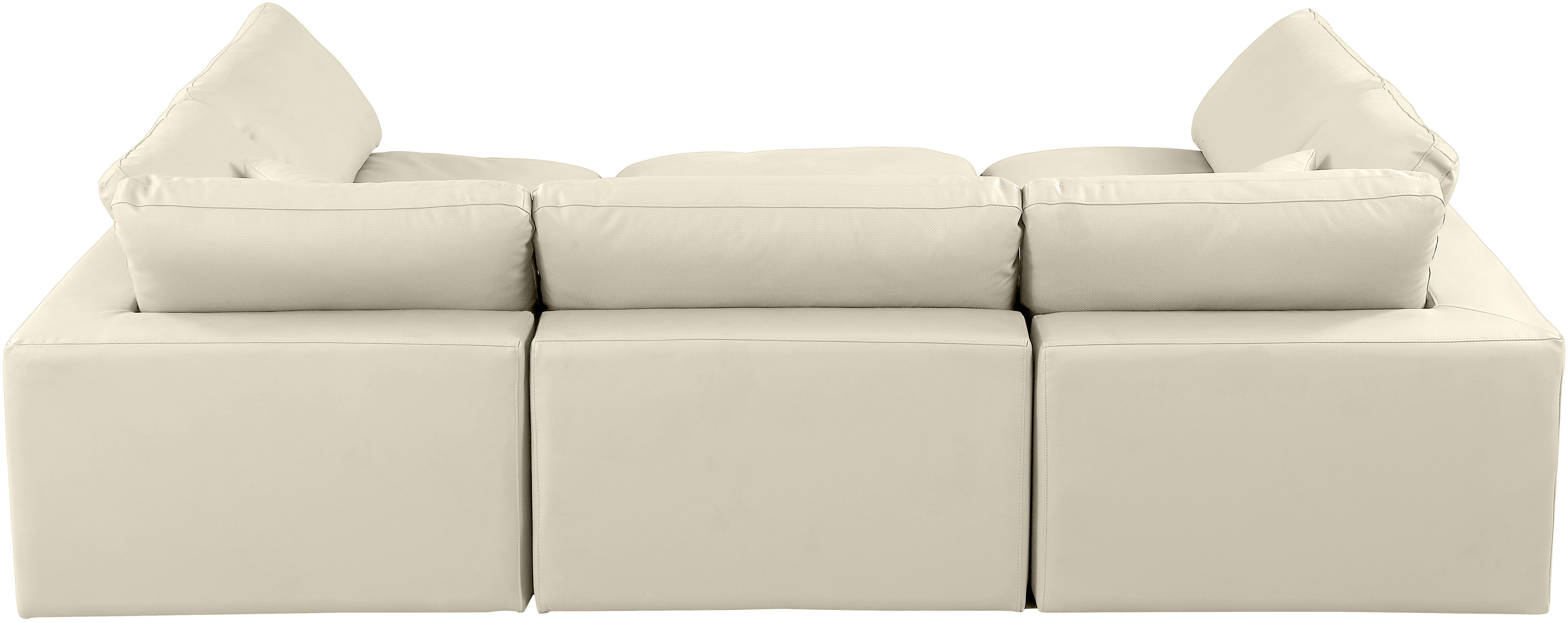 Comfy - 6 Piece Faux Leather Sectional - Cream