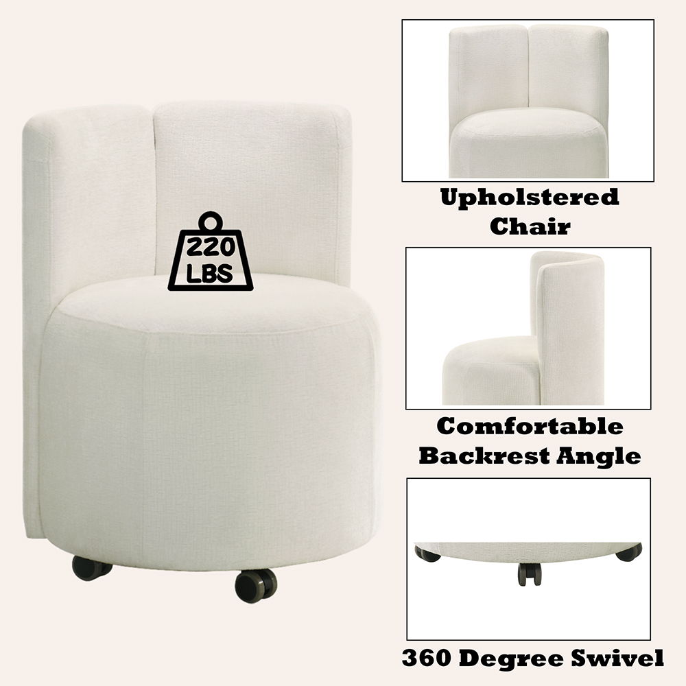Blayde - Side Chair With Swivel (Set of 2) - White Chenille Fabric, white, view 5
