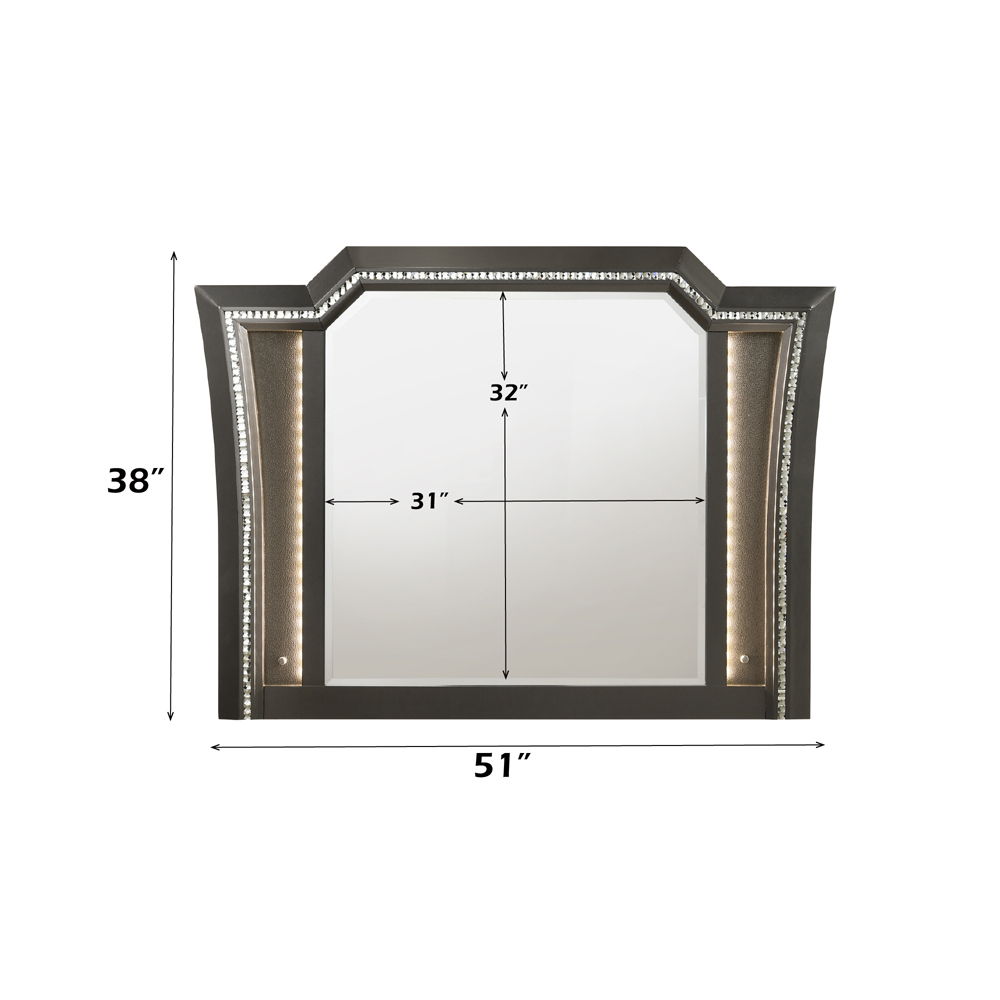 Kaitlyn - Mirror With LED - Metallic Gray, dark gray, view 4