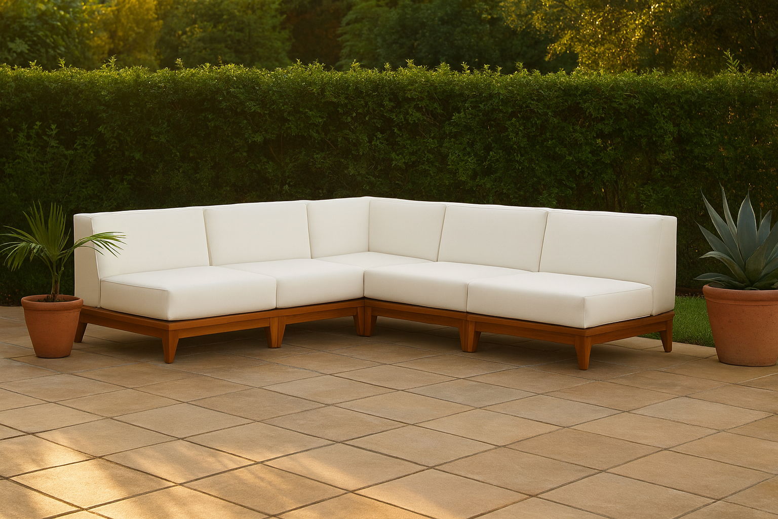 Rio - 5 Piece Fabric Modular Sectional - Off-White