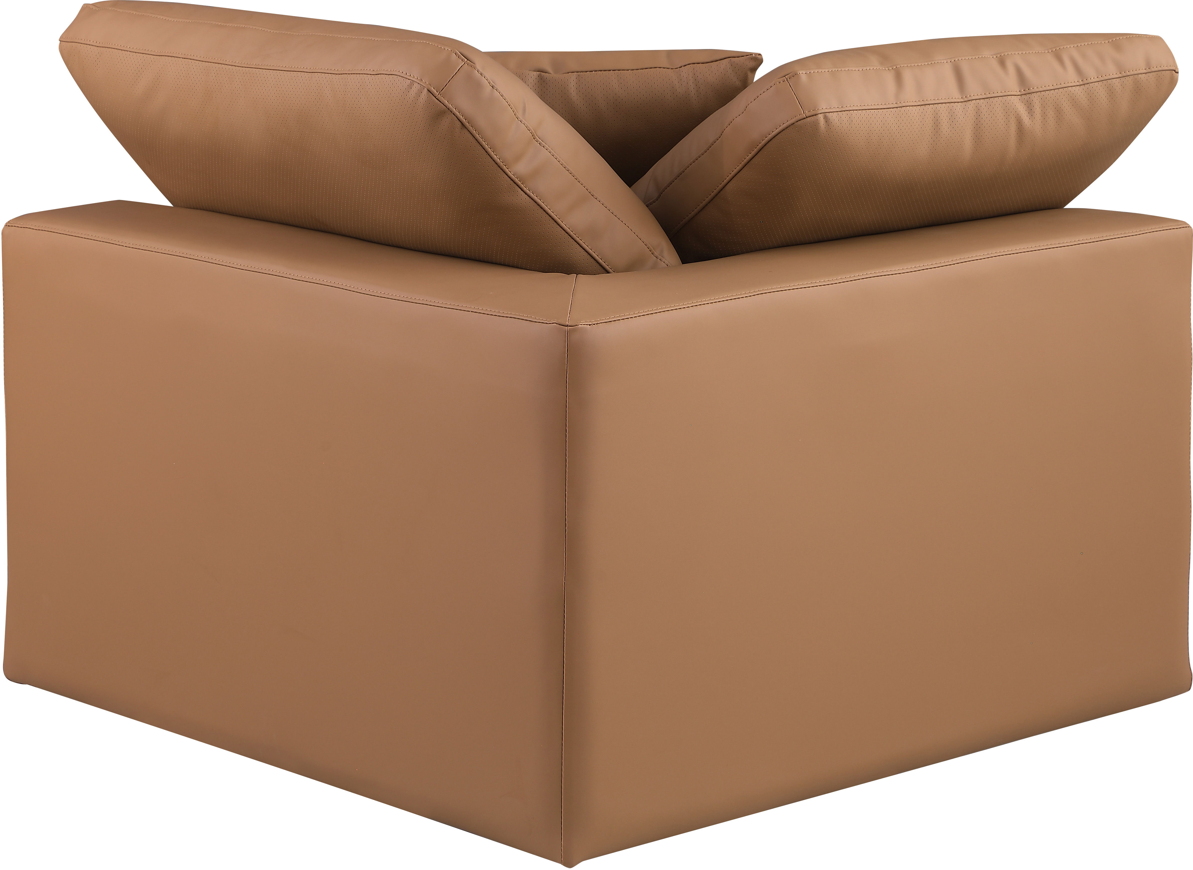 Comfy - Faux Leather Corner Chair - Cognac
