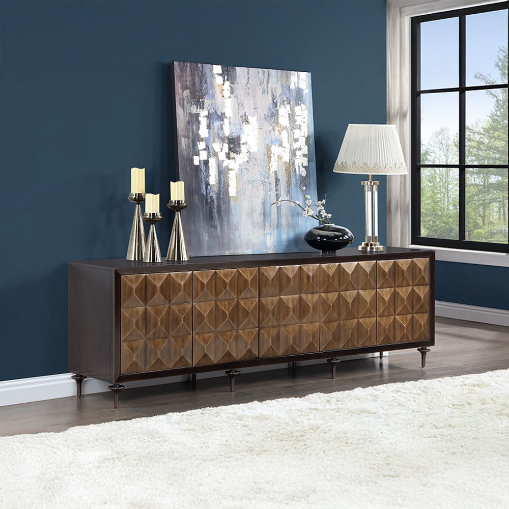 Diya - Console Cabinet - Forged Bronze & Espresso, dark brown