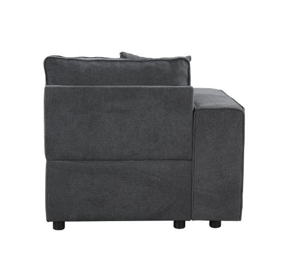 Silvester - Modular Left Facing Chair With 2 Pillows - Gray Fabric, dark gray, view 3