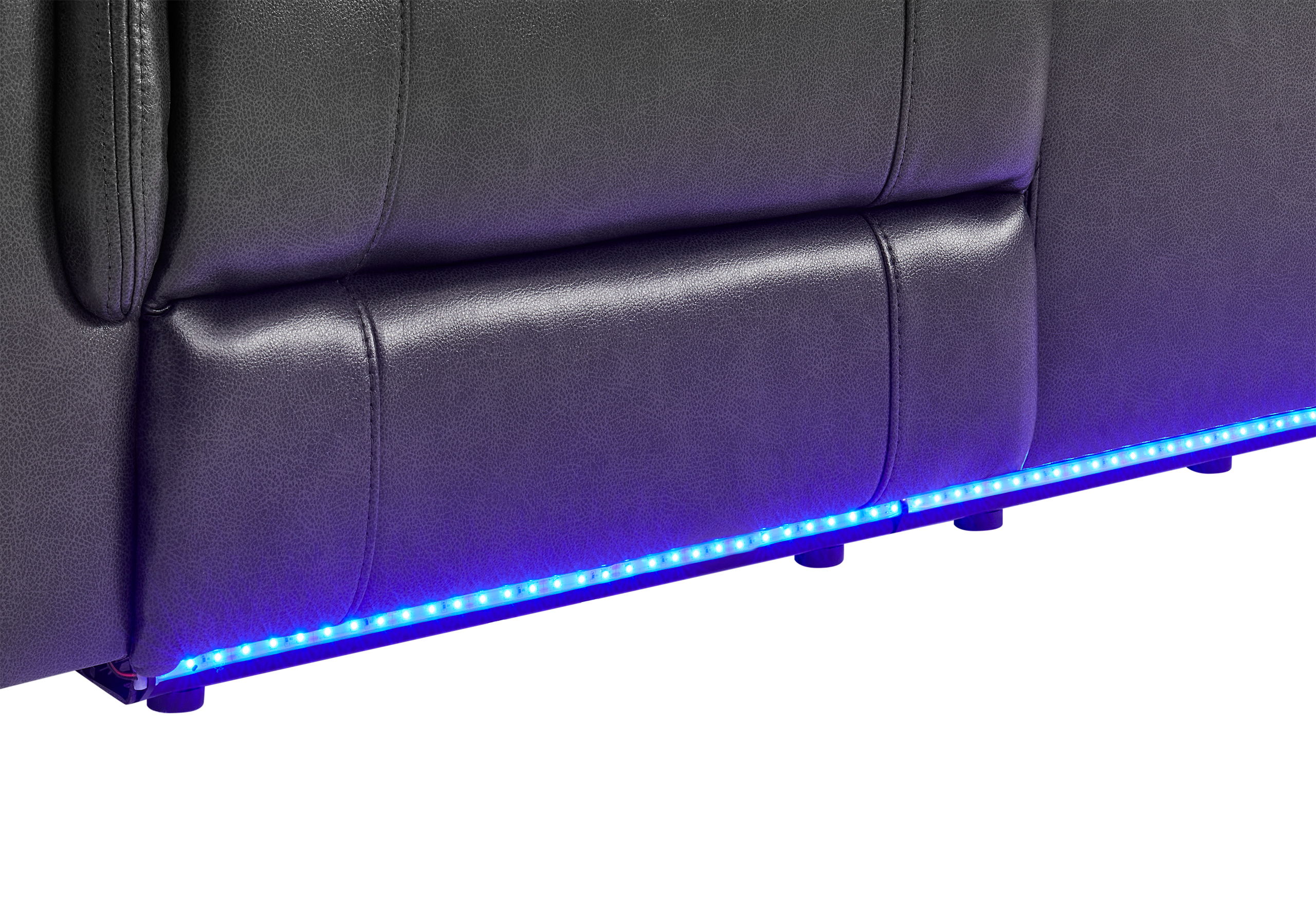 U8879 - 2 Piece Living Room Set (Power Reclining Sofa With LED And Global Surround System And Power Console Reclining Loveseat) - Charcoal
