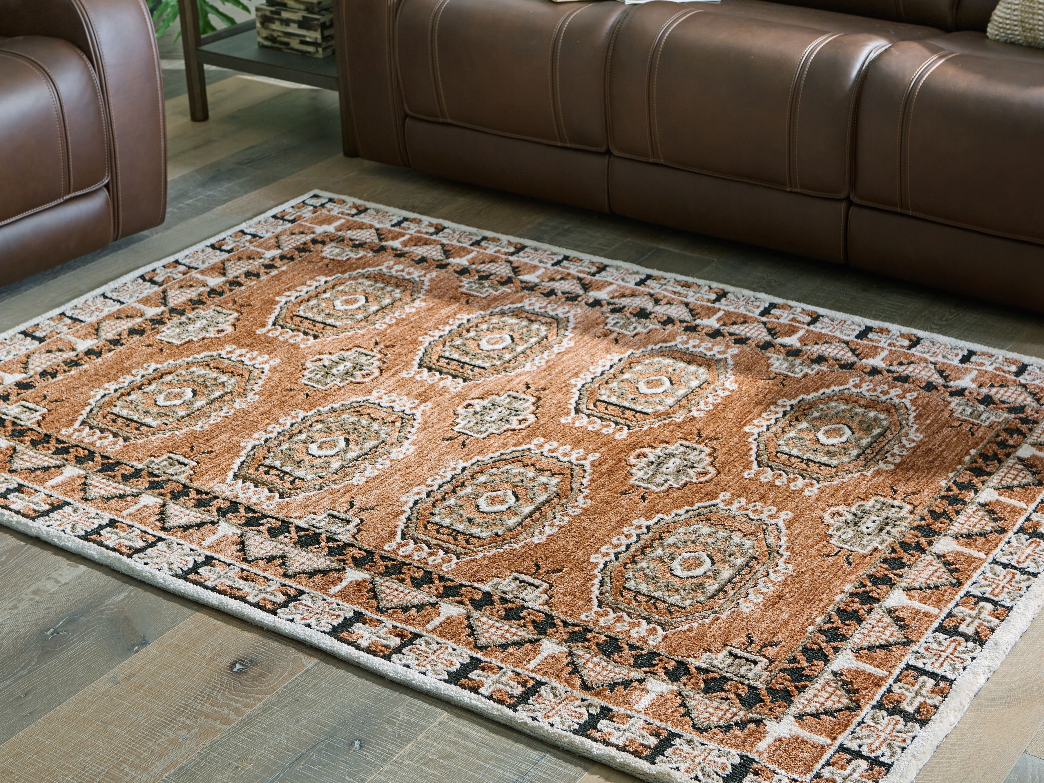 Ashley Furniture Qaabiz - 5' x 7' Rug - Sienna / Ivory / Black - Image 4