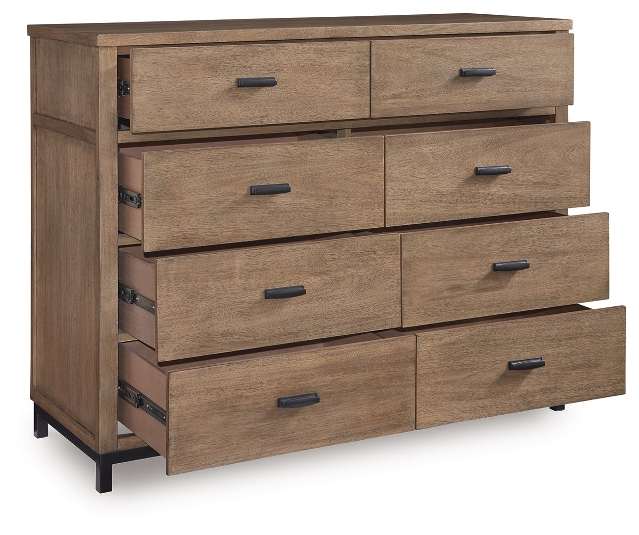 Ashley Furniture Tomtyn - 6 Pc. - Dresser, Mirror, King Upholstered Bed, 2 Nightstands - Light Brown - Image 4