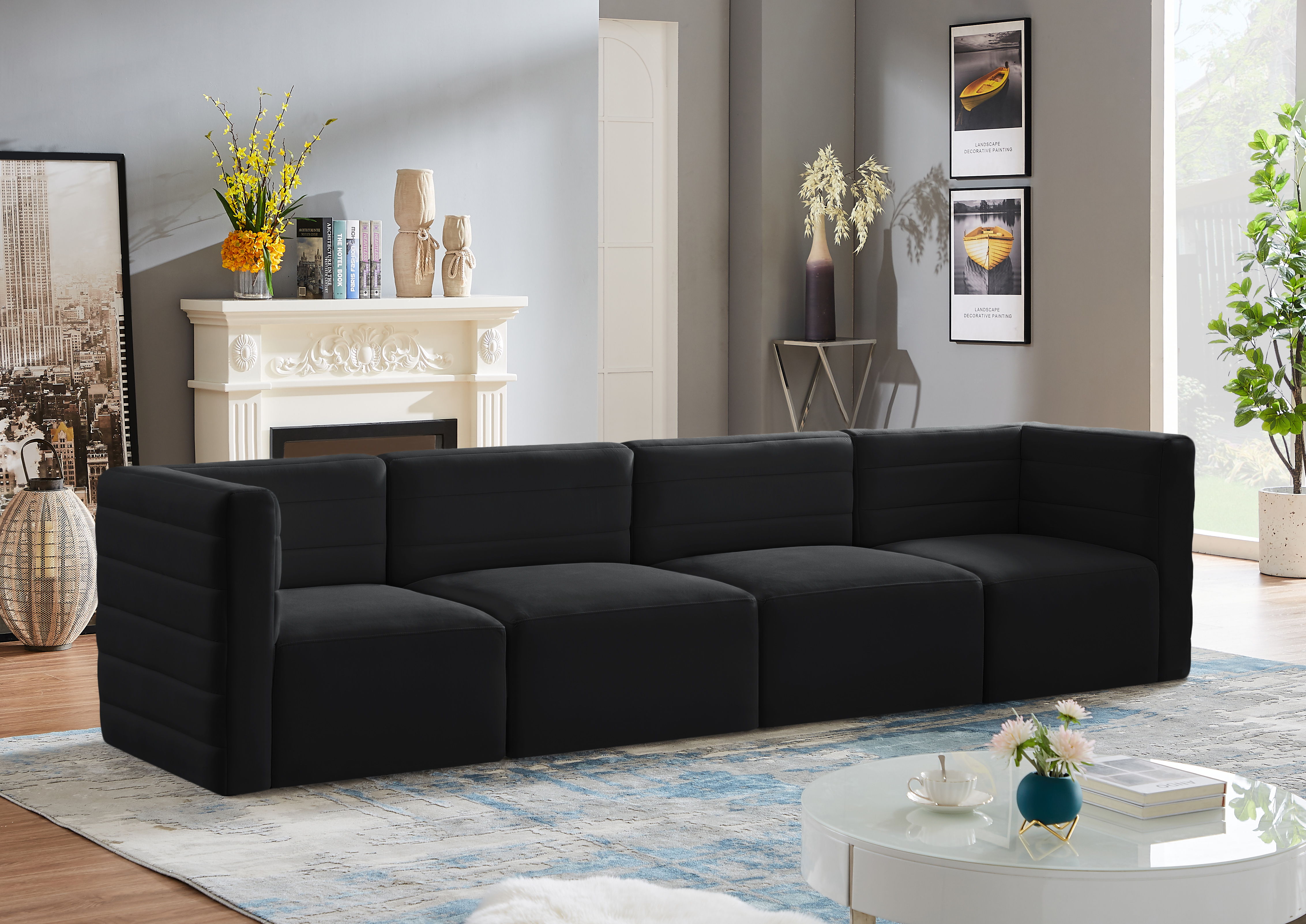 Quincy - 4 Piece Modular Sofa - Black