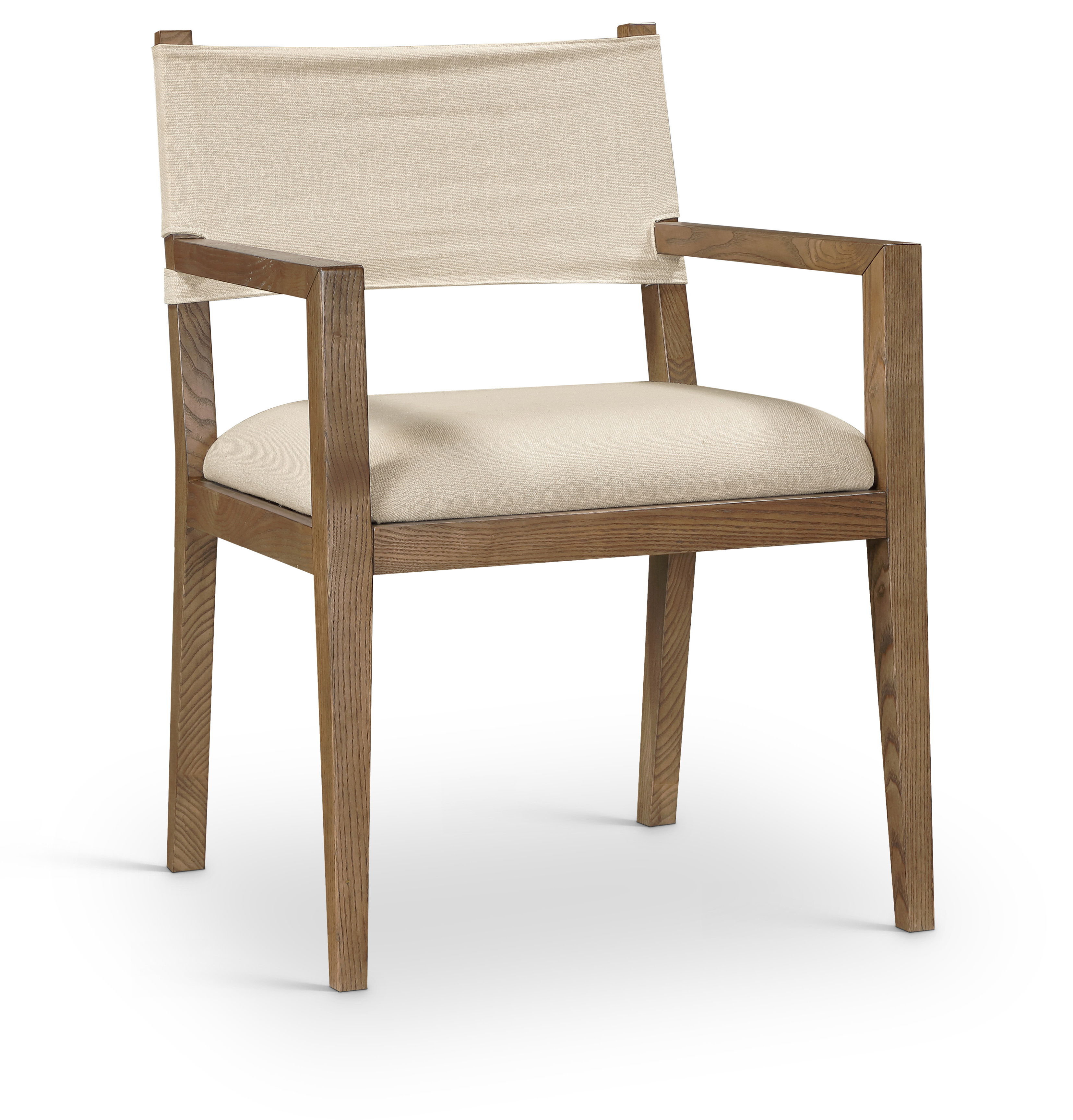 Avon - Linen Textured Performance Fabric Upholstered Dining Arm Chair - Beige