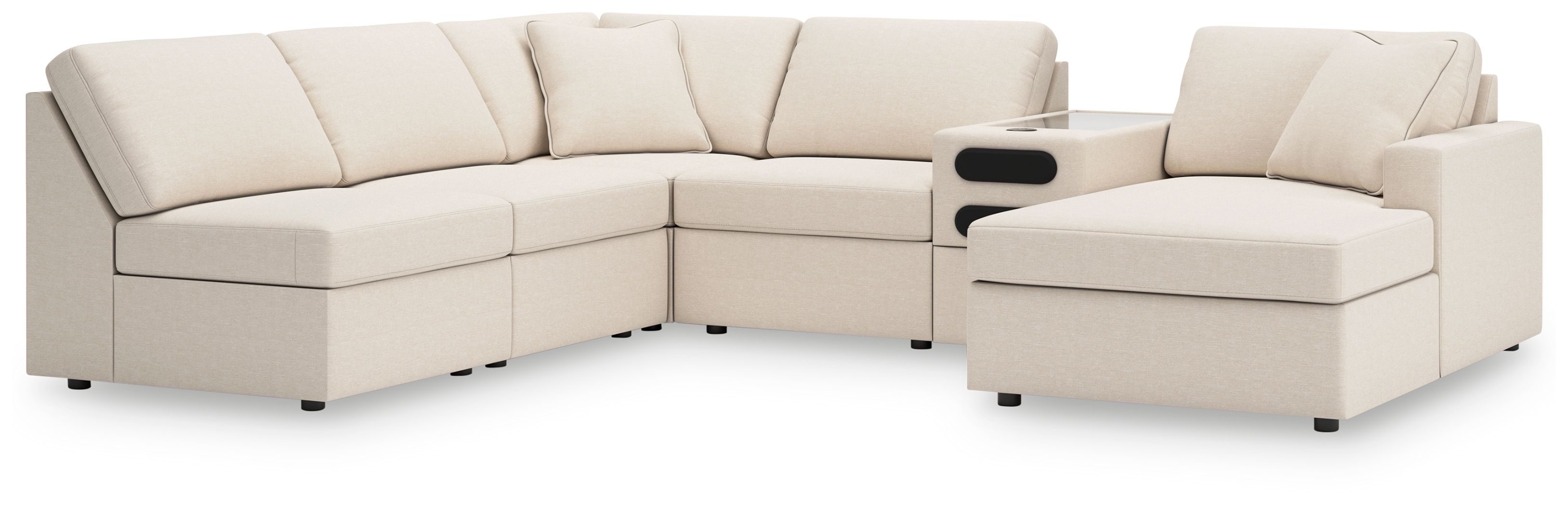 6 Pc · Sectional With Raf Corner Chaise And Audio Console